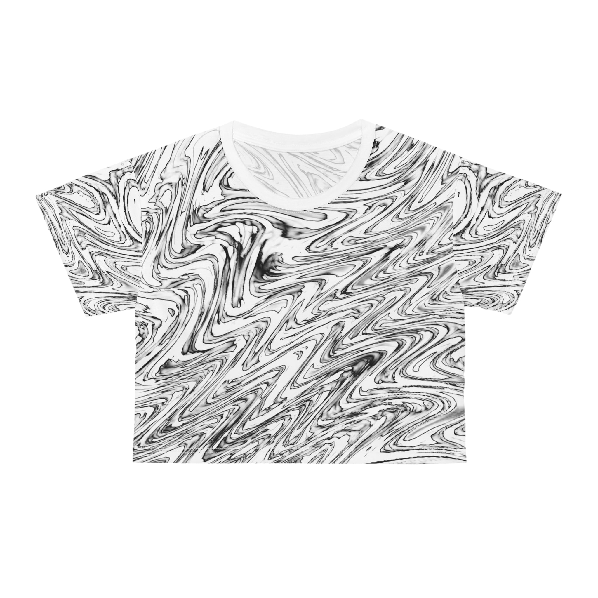 Crop Tee "Hoops BW" (AOP)