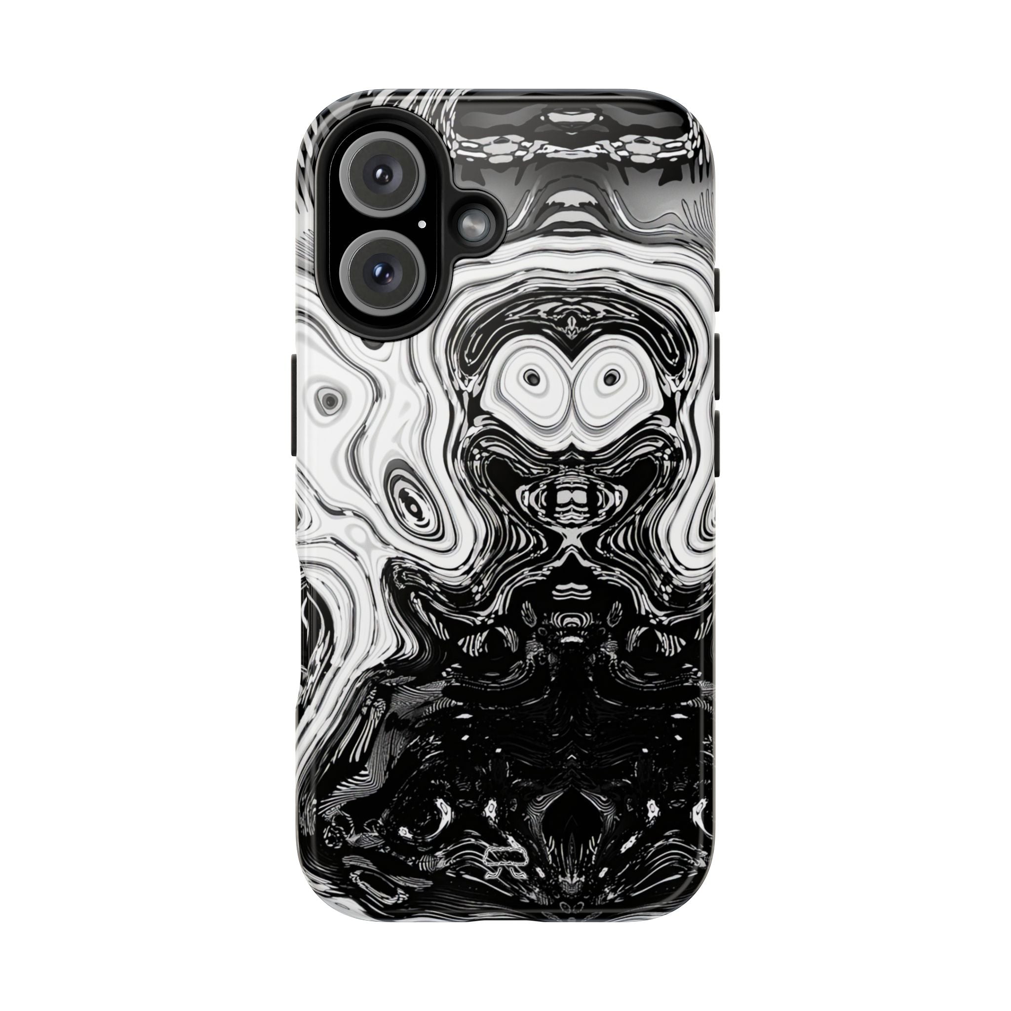 iPhones 11 thru 16 Durable Shockproof Case - Spirit Black and White