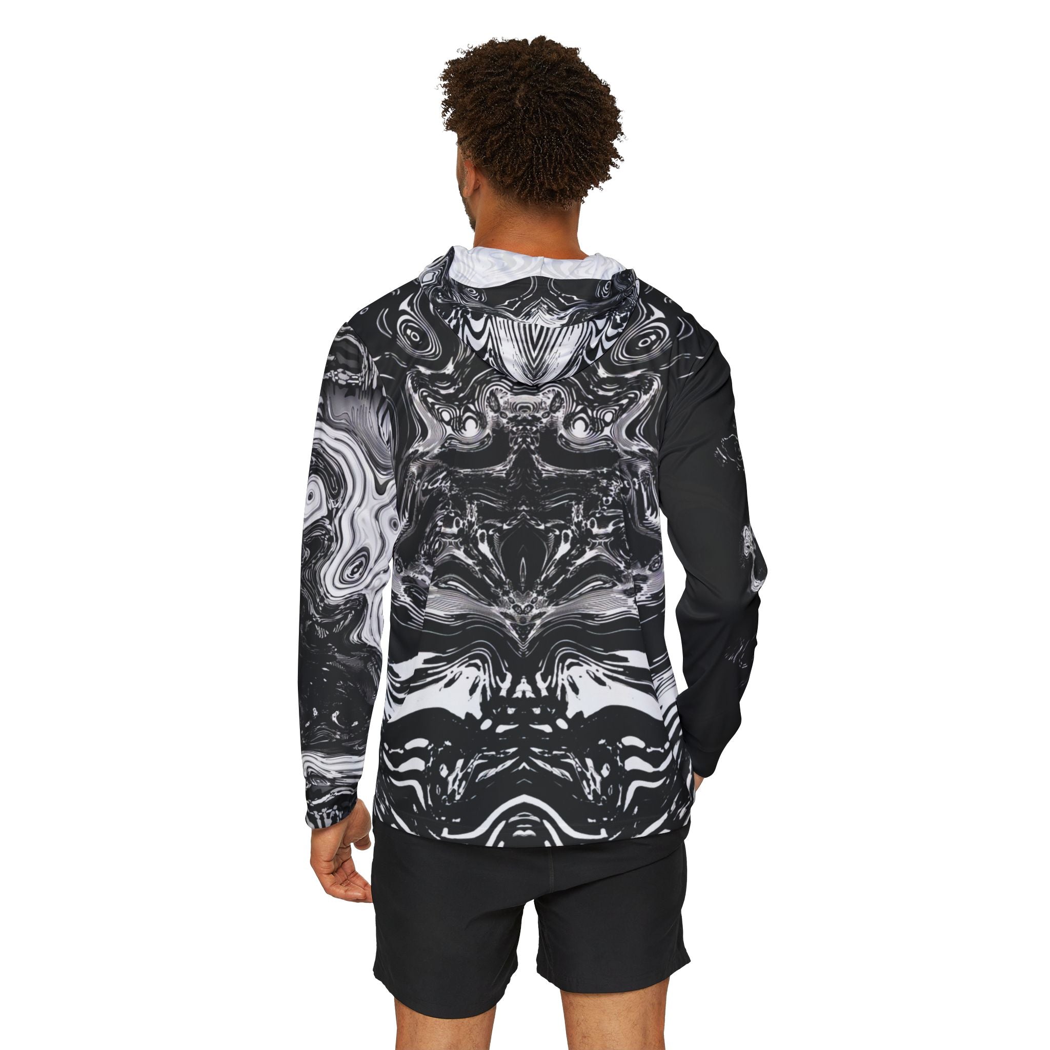 Men's Athletic Hoodie - Spirit Black and White (AOP)