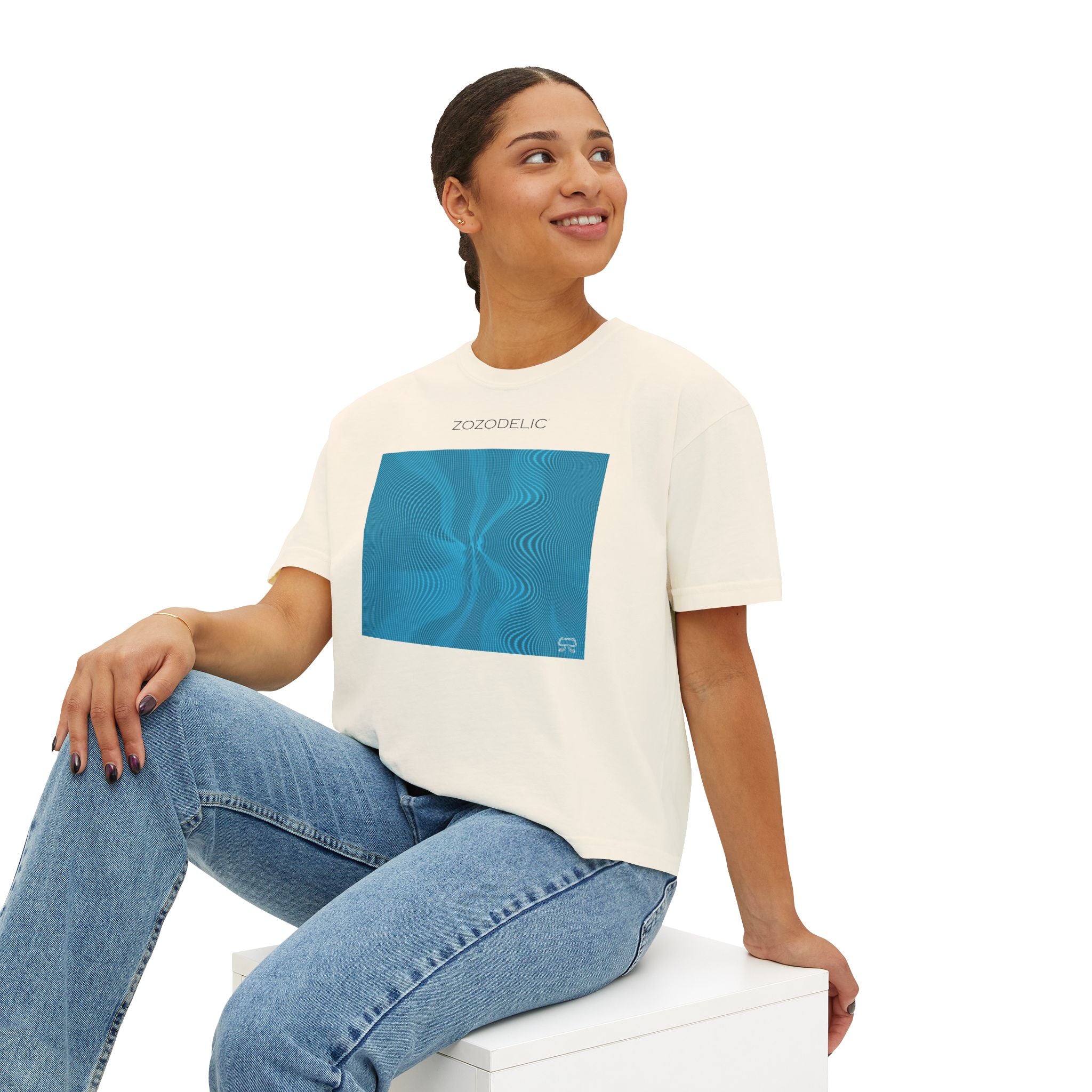 Woman's Box T-Shirt - Sun Spots Blu