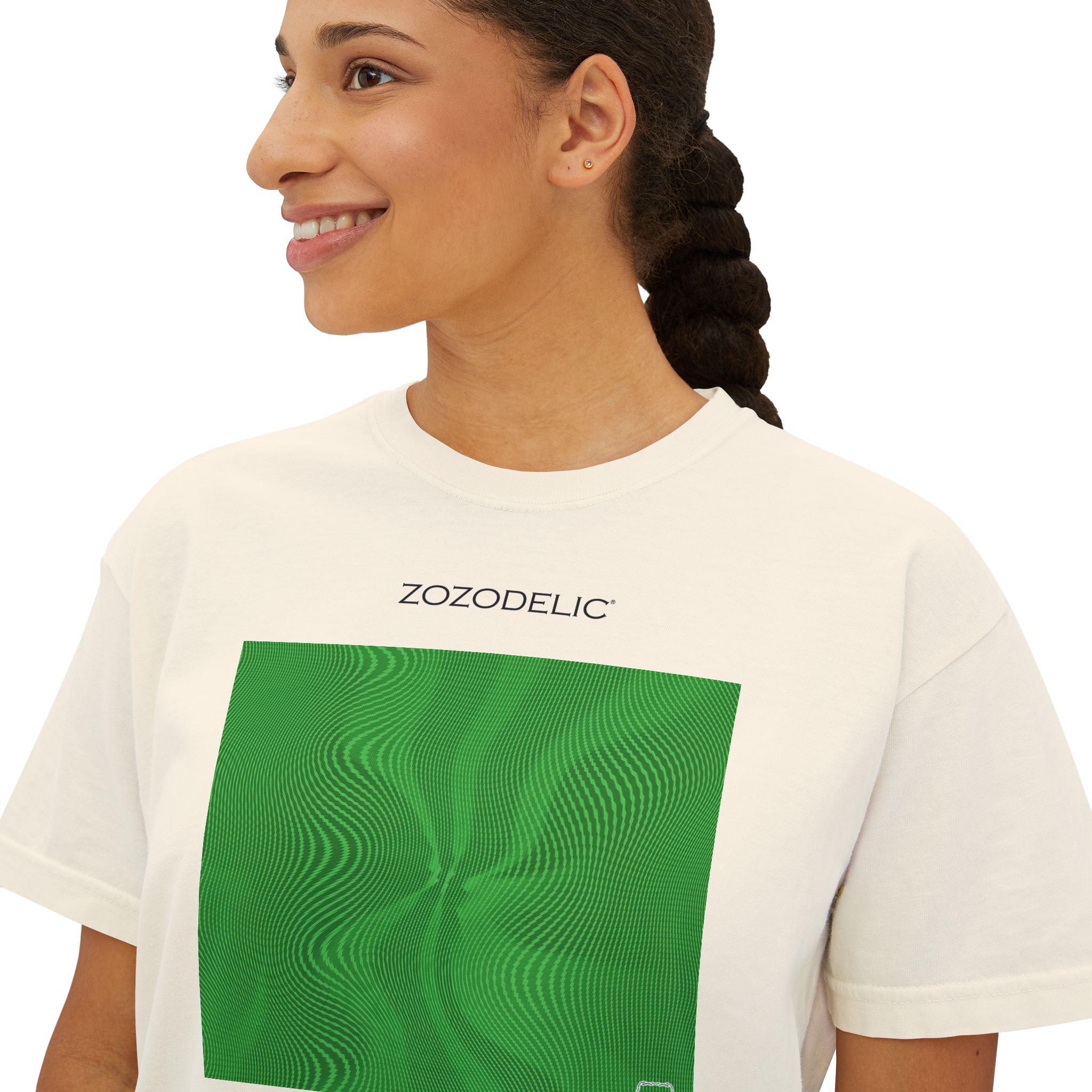 Woman's Box T-Shirt - Sun Spots Green