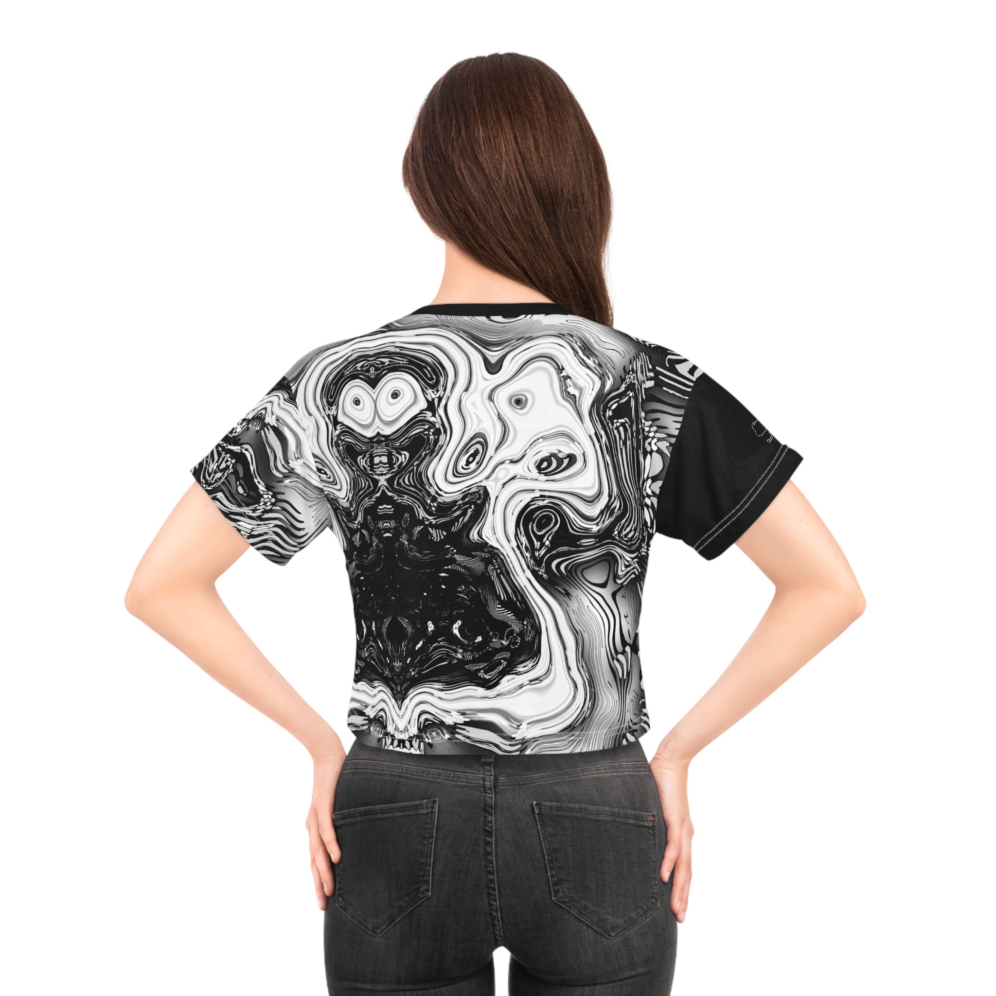 Crop Tee - Spirit Black and White (AOP)