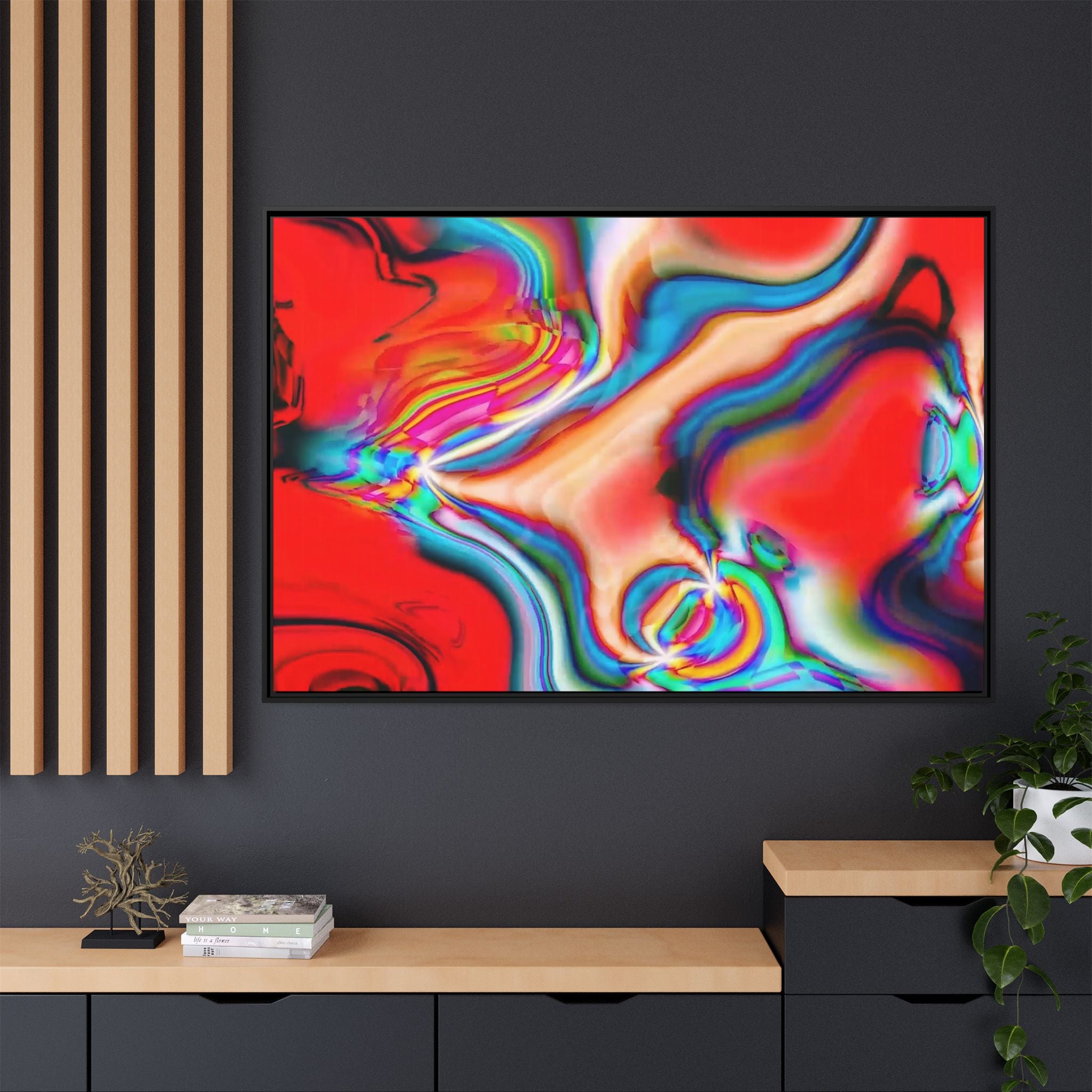 Framed Canvas Art — "Gun Runners Red"