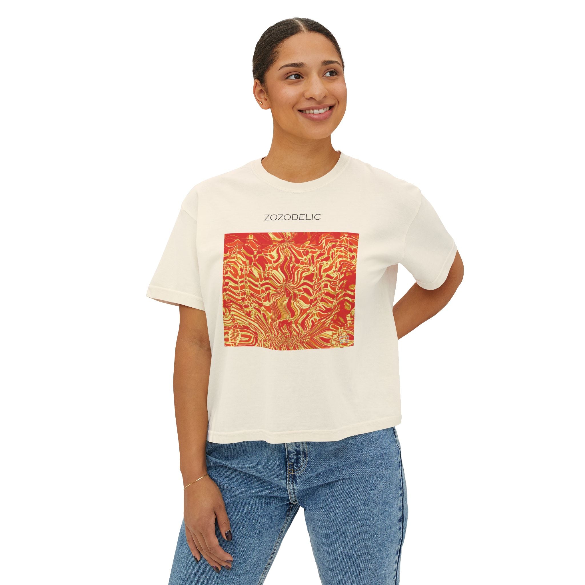 Woman's Box T-Shirt - Fiesta Fire