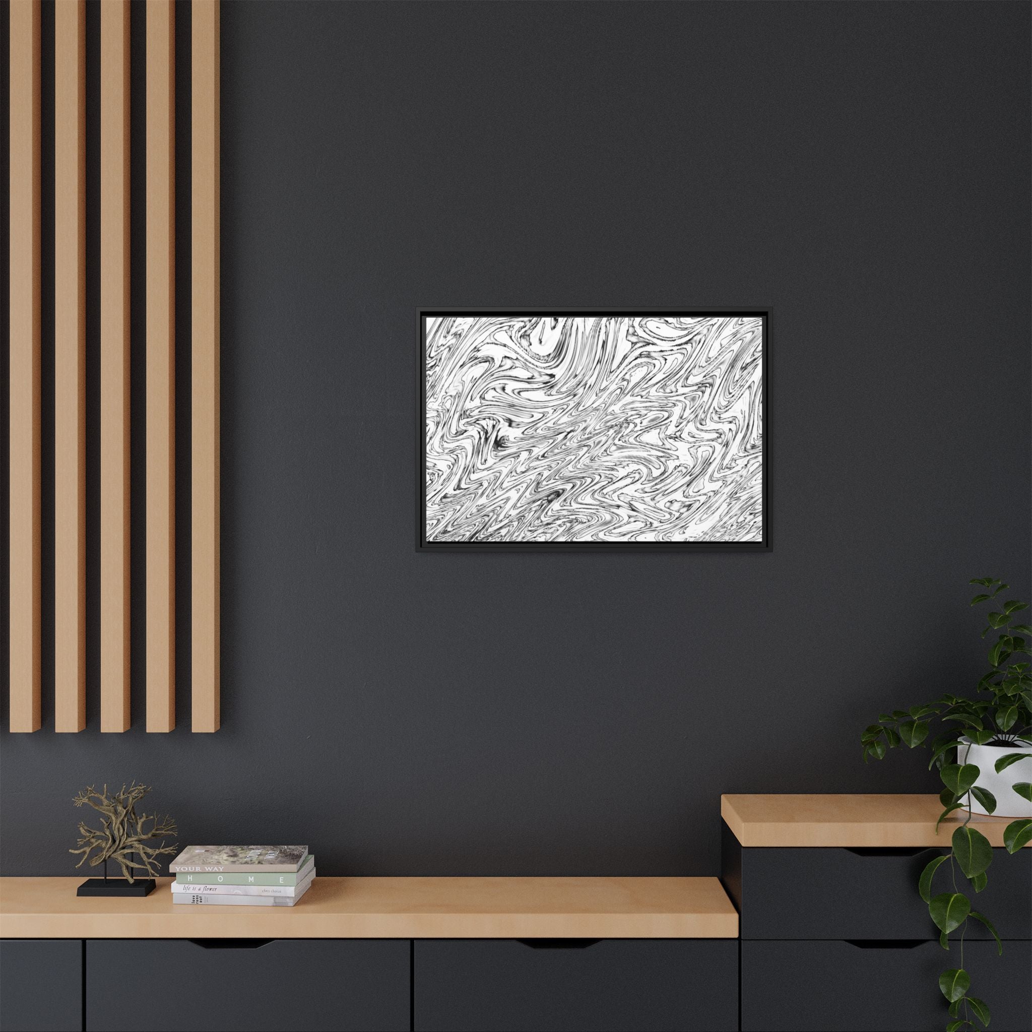 Framed Canvas Art — "Hoops BW"