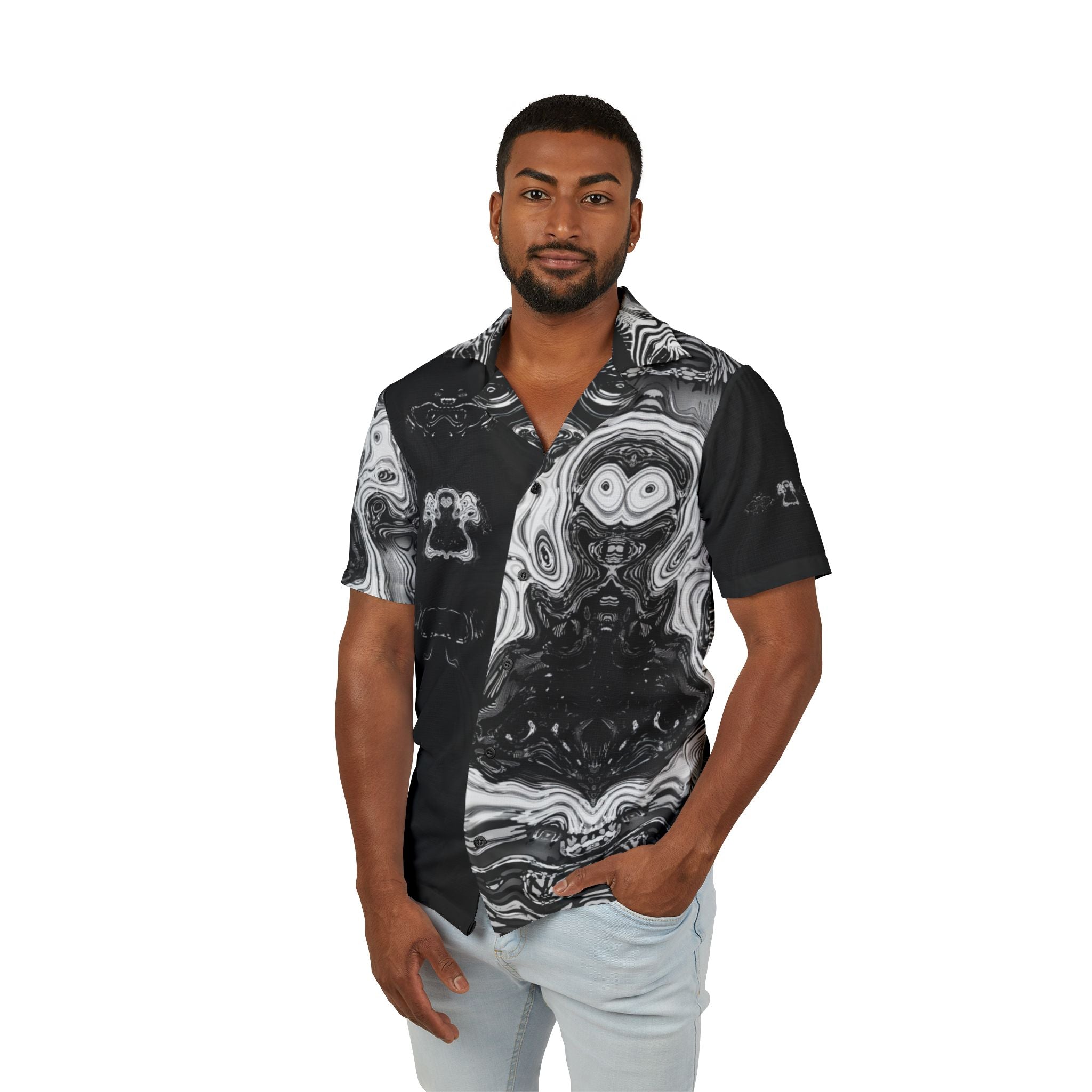 Hawaiian Shirt - Spirit Black and White