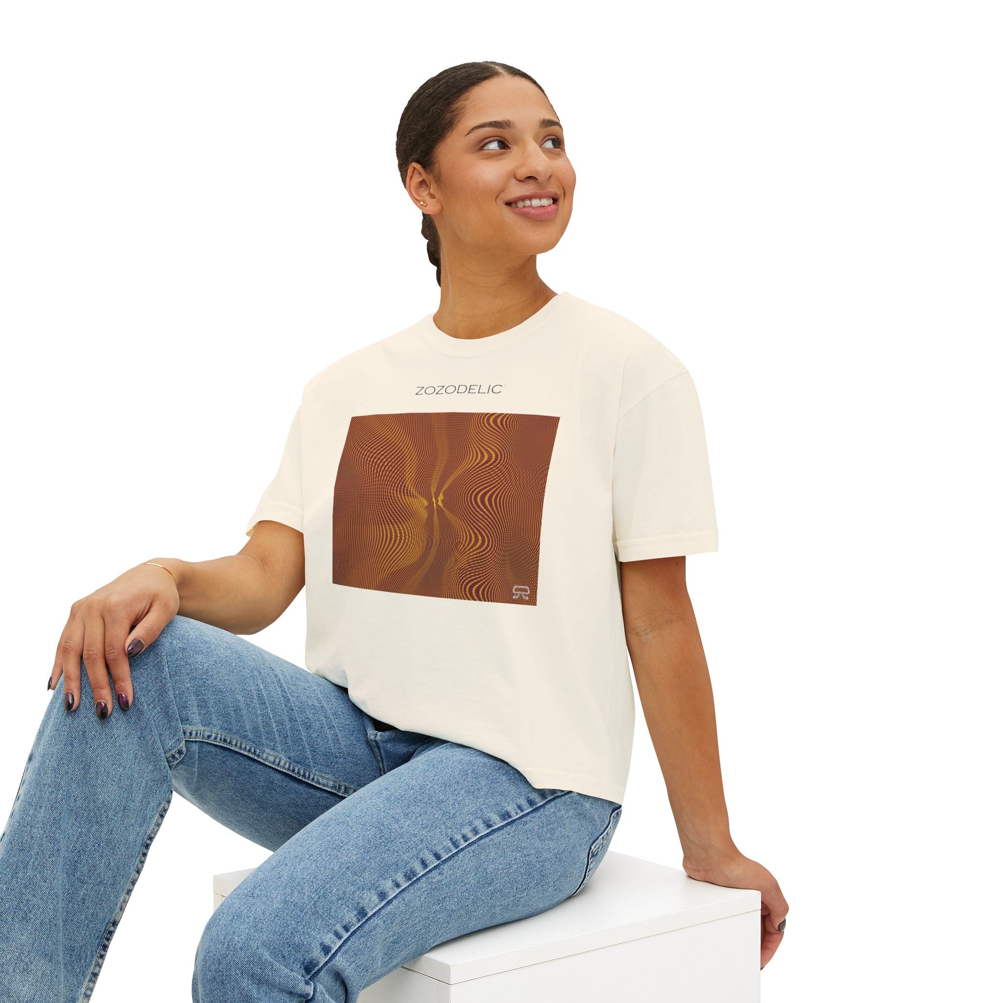 Woman's Box T-Shirt - Sun Spots Gold