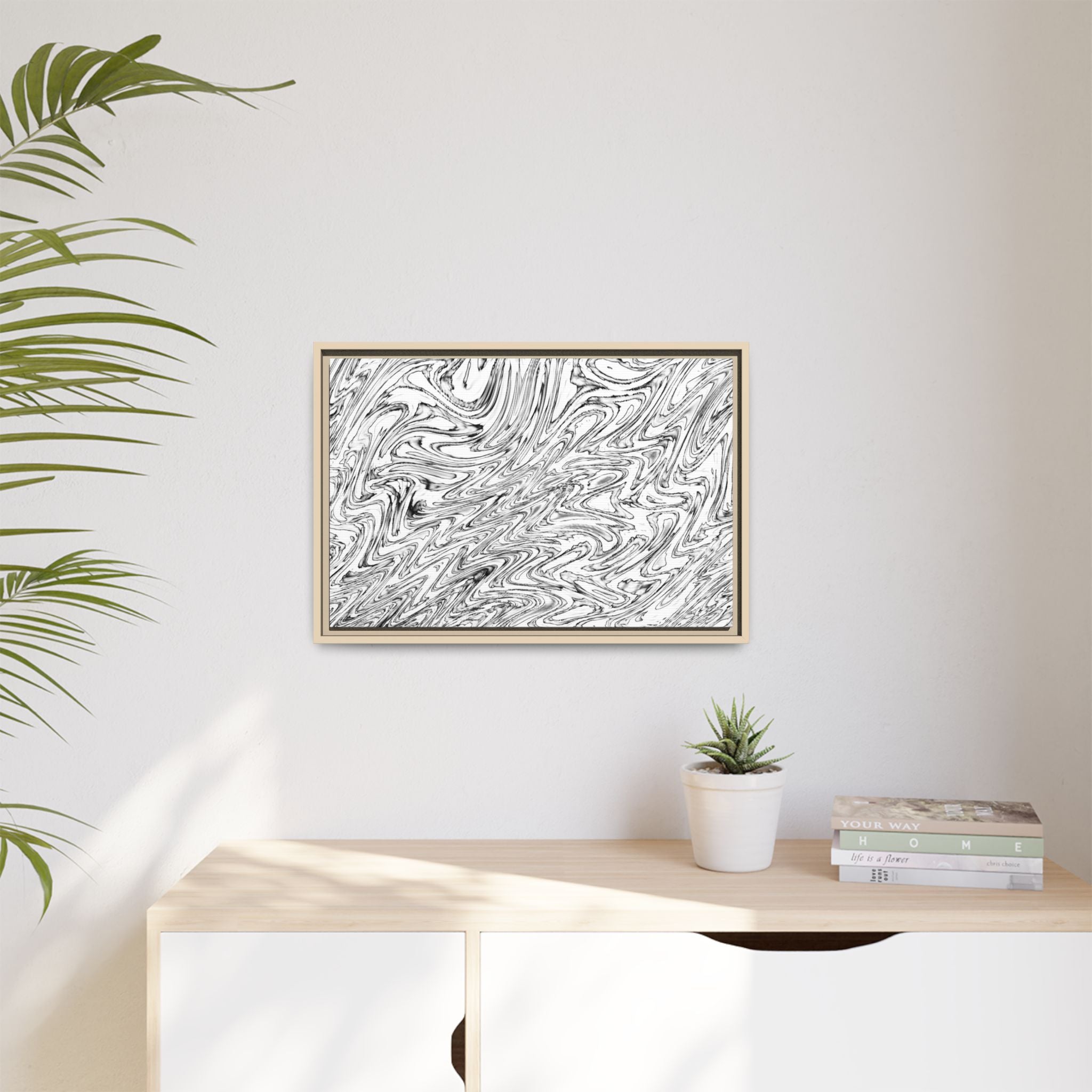 Framed Canvas Art — "Hoops BW"