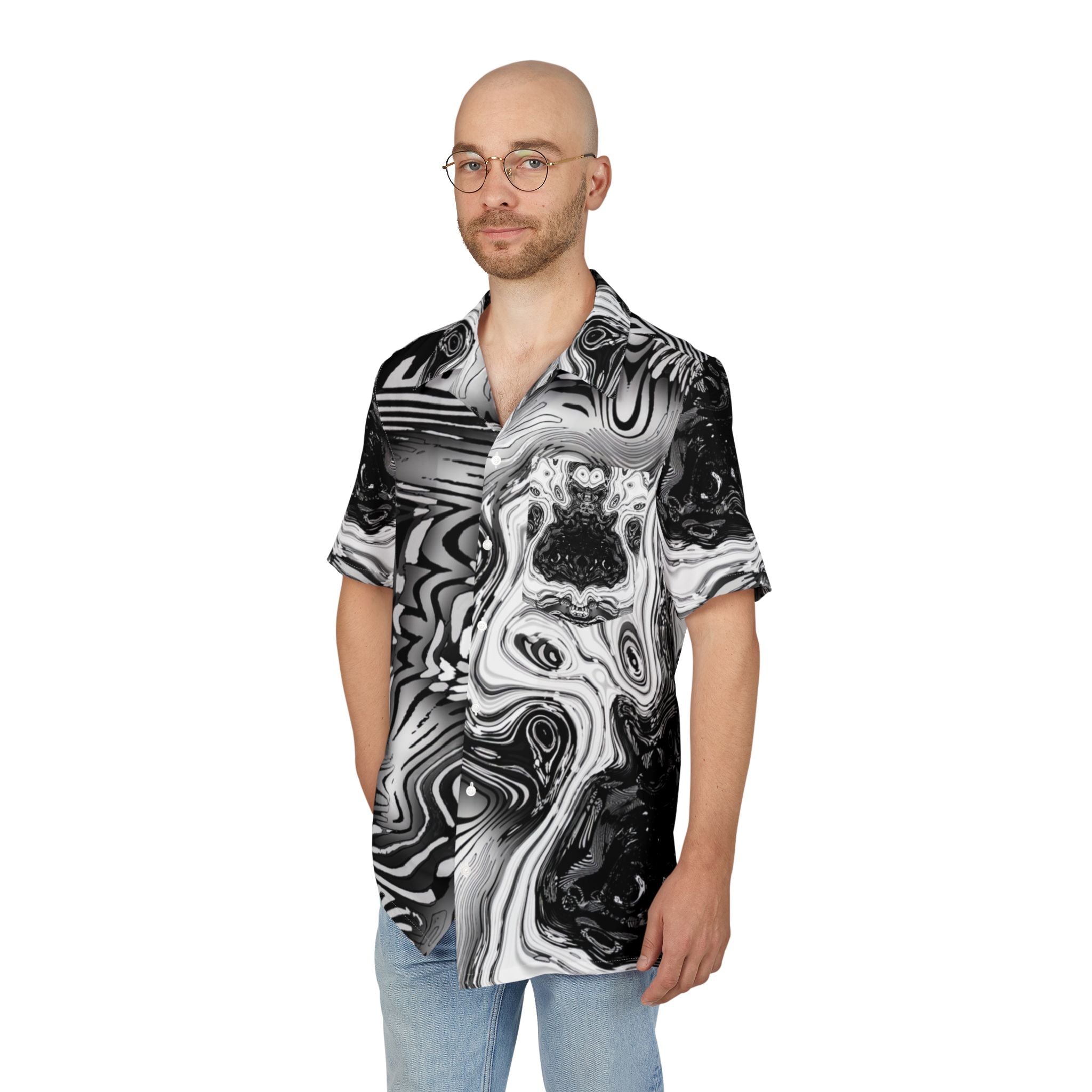 Hawaiian Shirt - Spirit Black and White