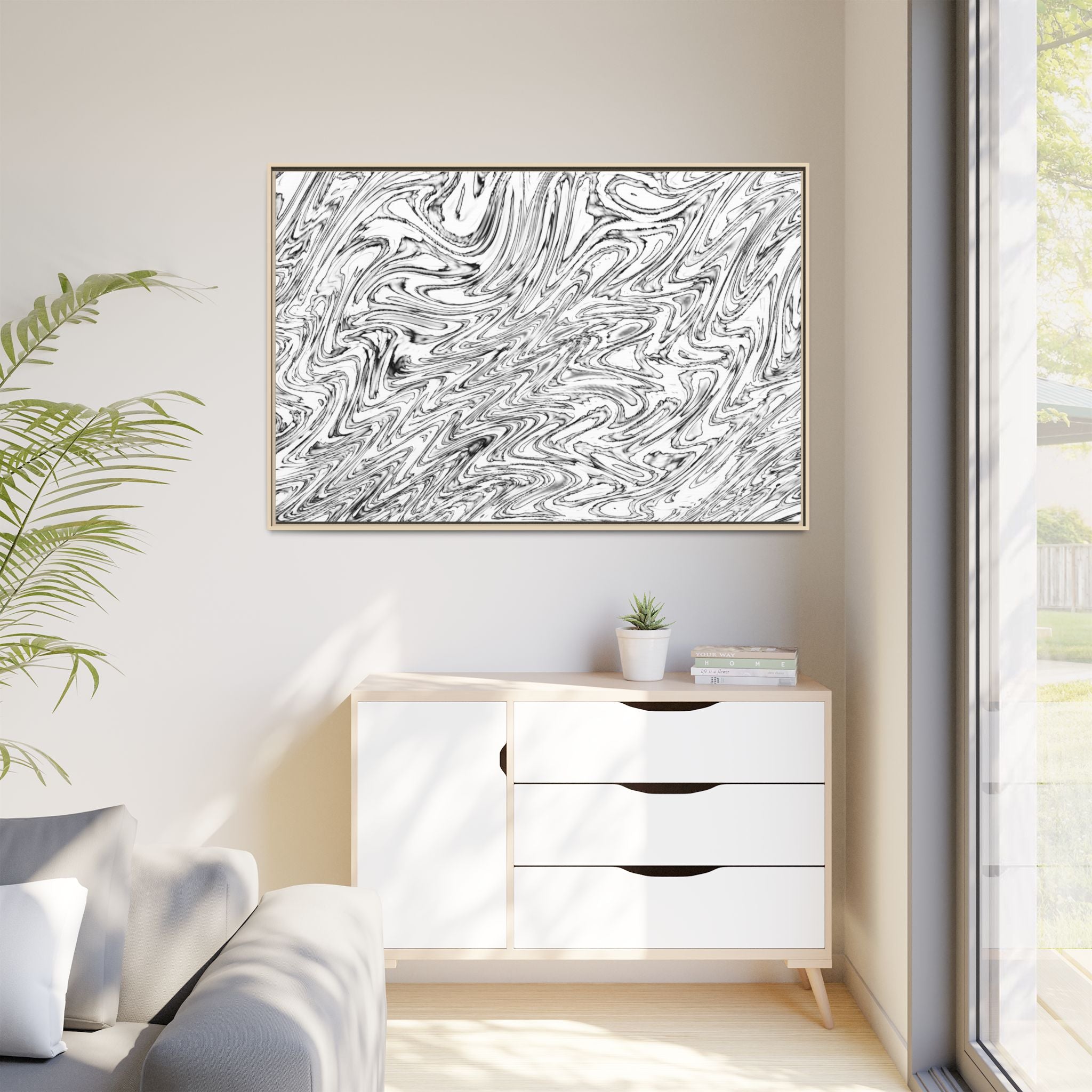 Framed Canvas Art — "Hoops BW"