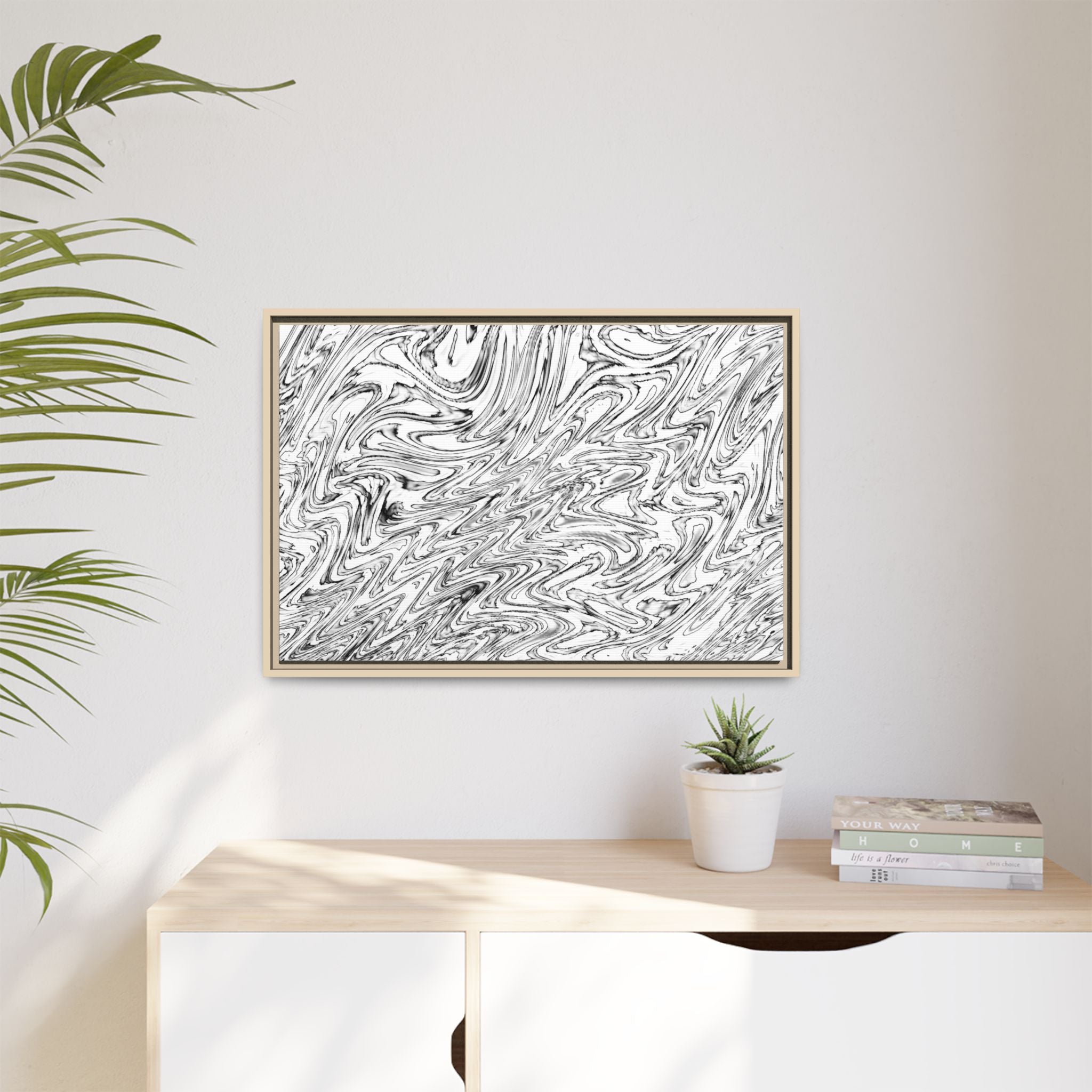 Framed Canvas Art — "Hoops BW"