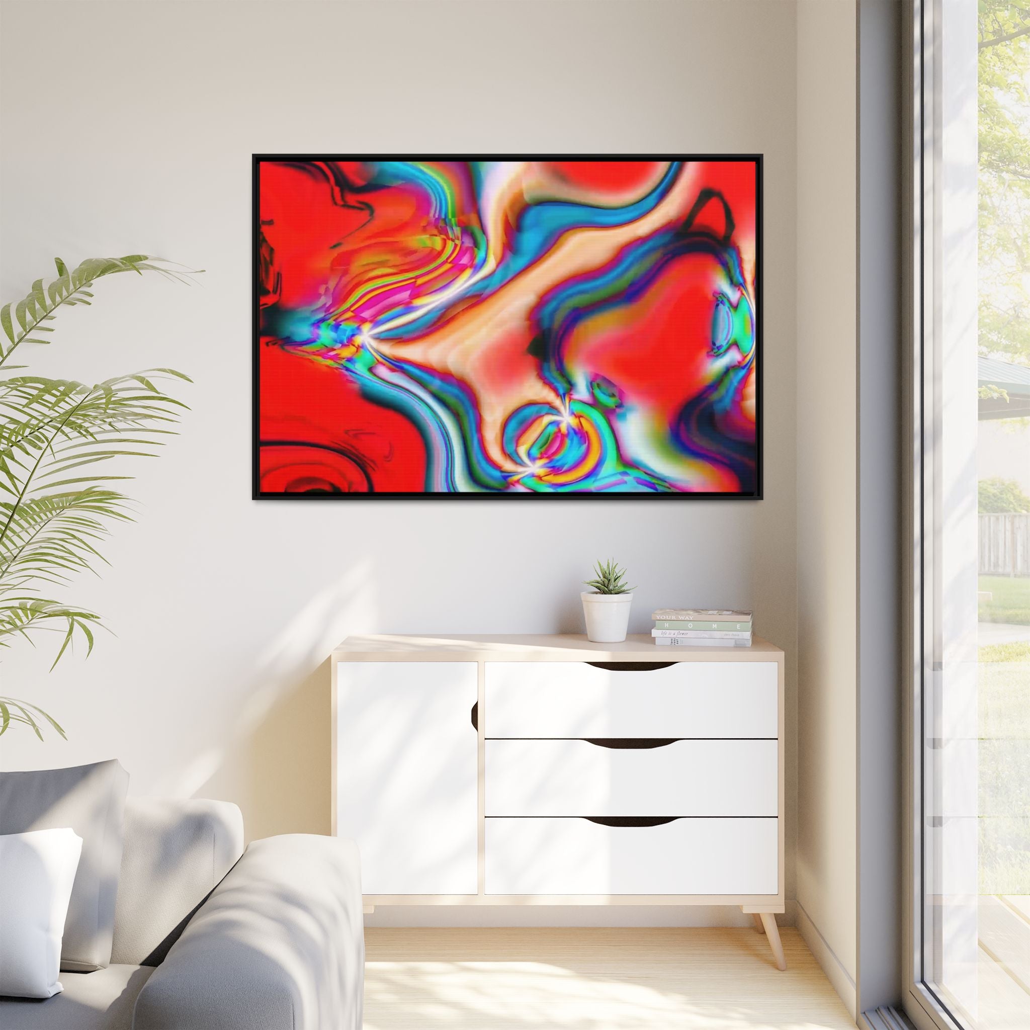 Framed Canvas Art — "Gun Runners Red"