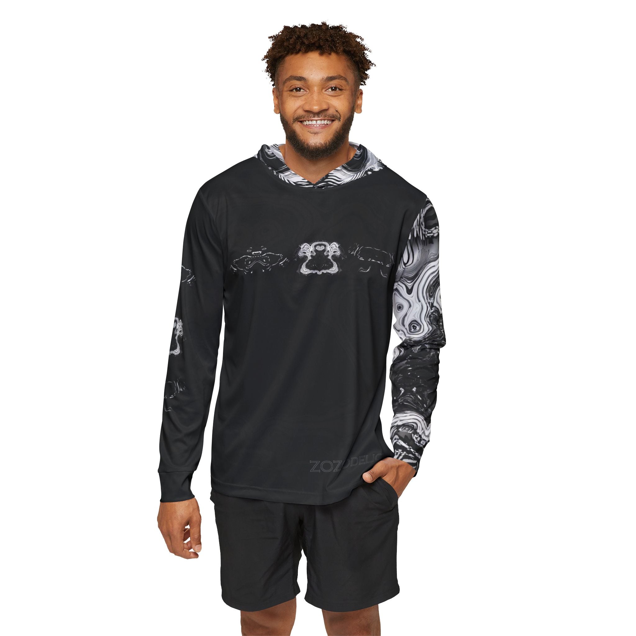 Men's Athletic Hoodie - Spirit Black and White (AOP)