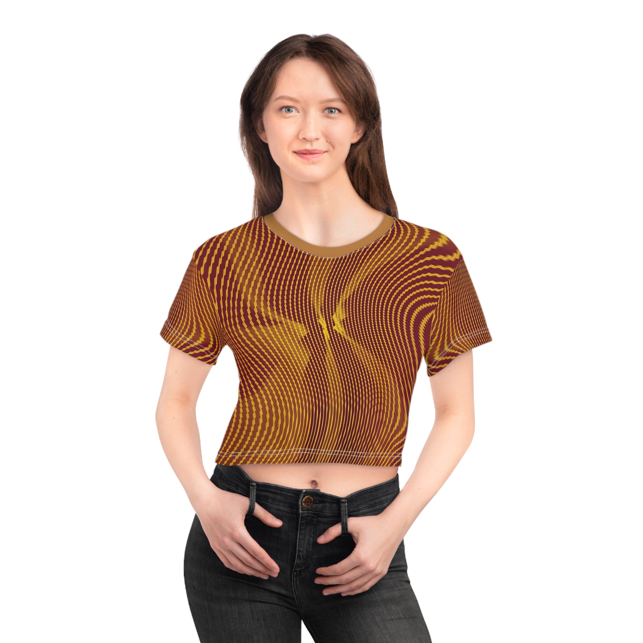 Crop Tee "Sun Spots Golden" (AOP)