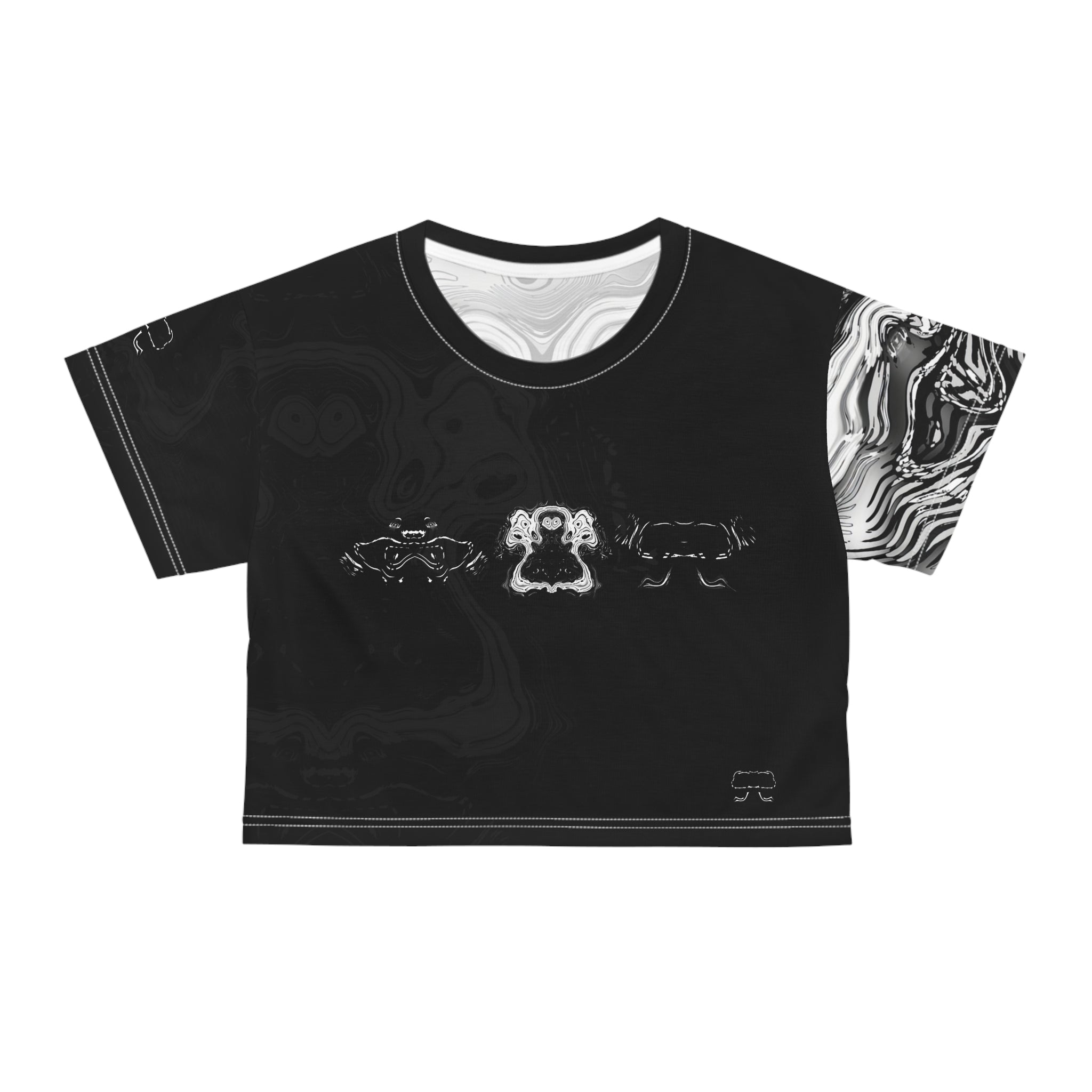Crop Tee - Spirit Black and White (AOP)
