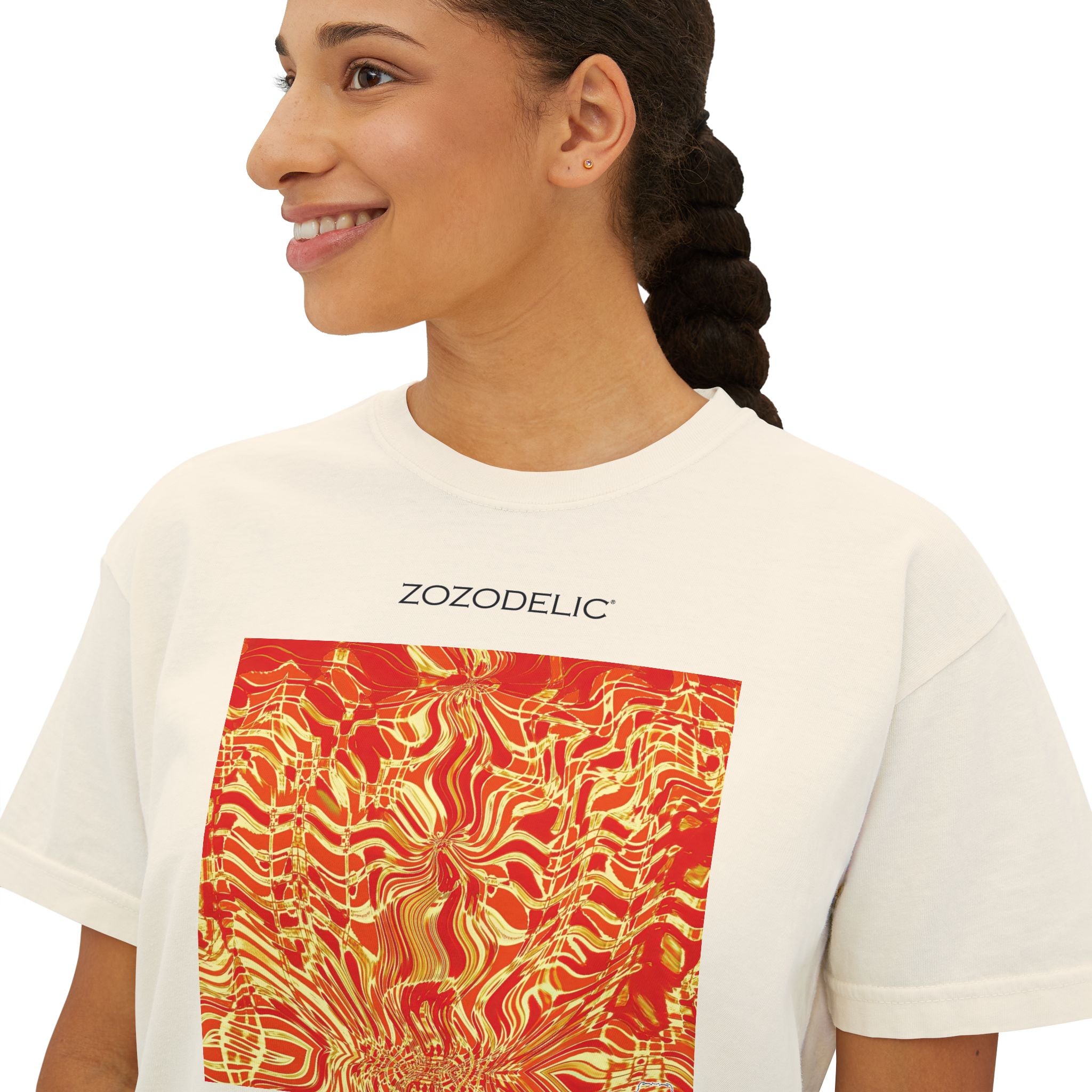 Woman's Box T-Shirt - Fiesta Fire