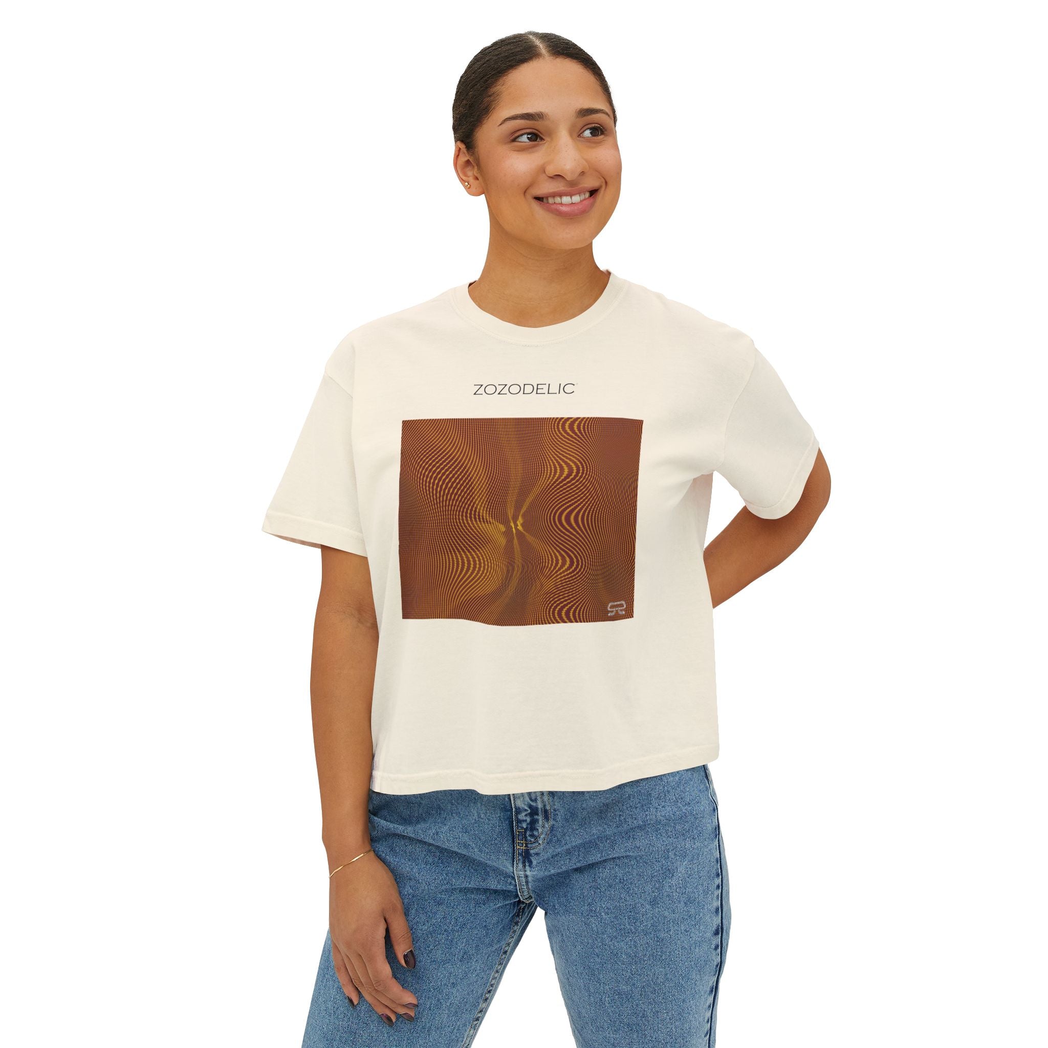 Woman's Box T-Shirt - Sun Spots Gold