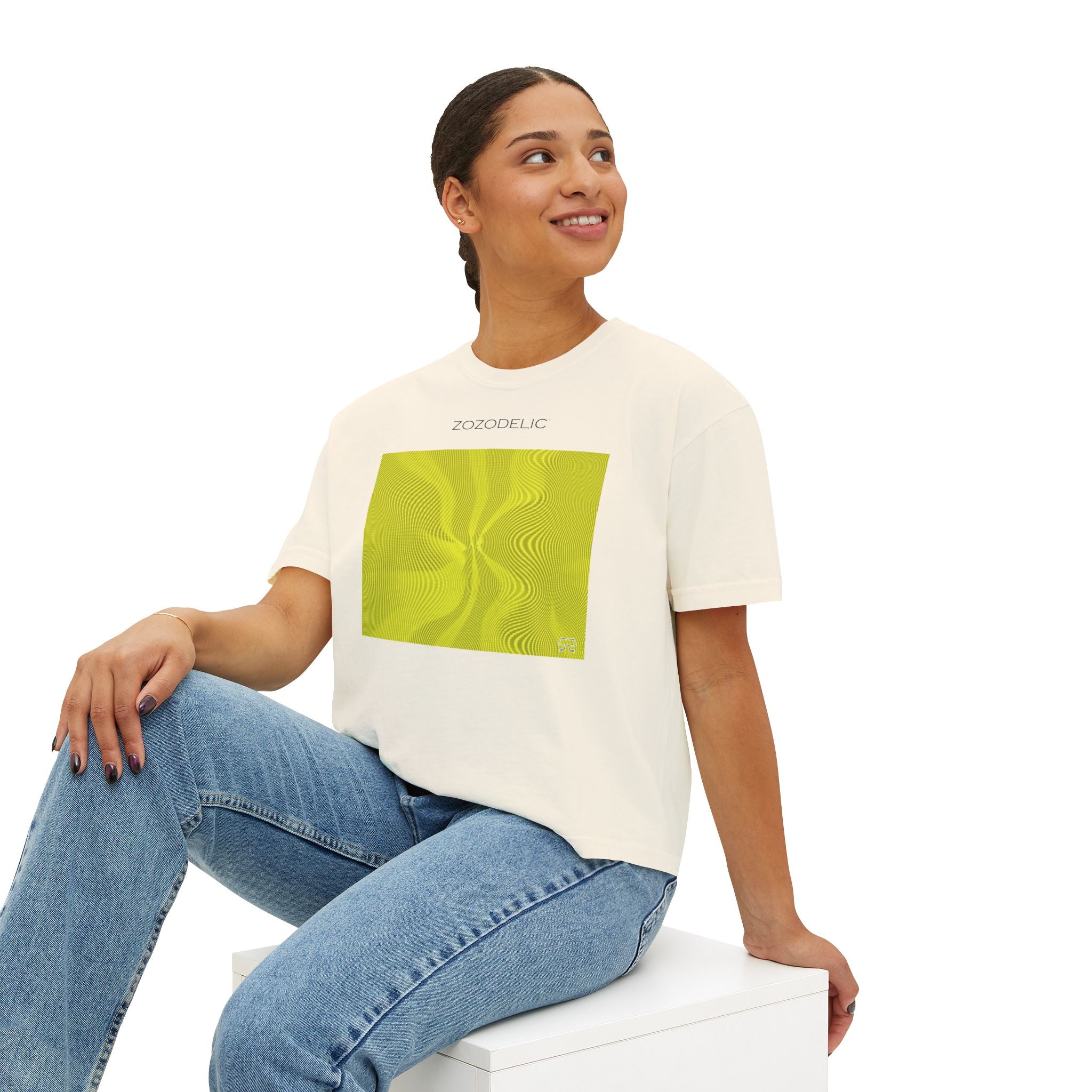 Woman's Box T-Shirt - Sun Spots Yellow