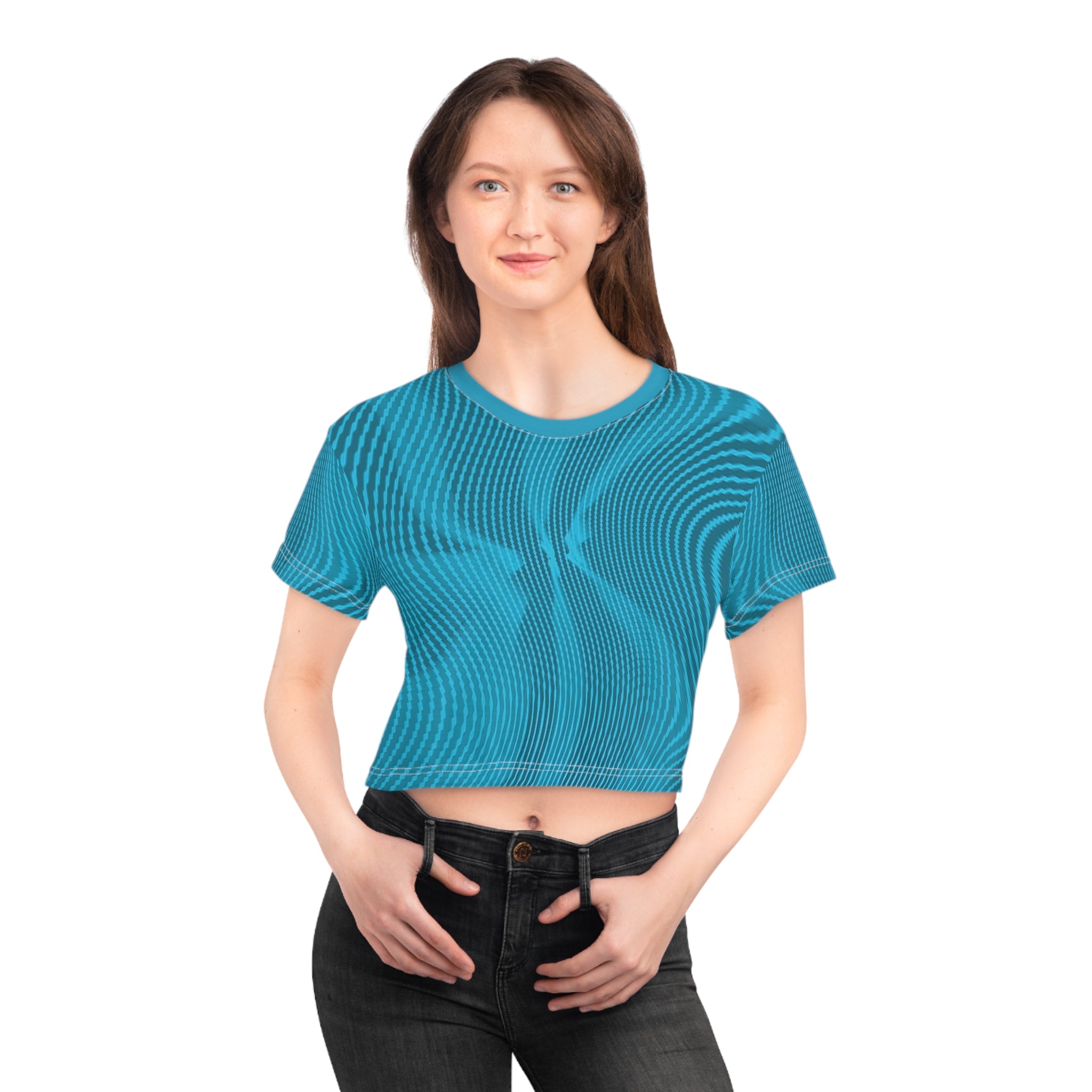 Crop Tee "Sun Spots Blu" (AOP)