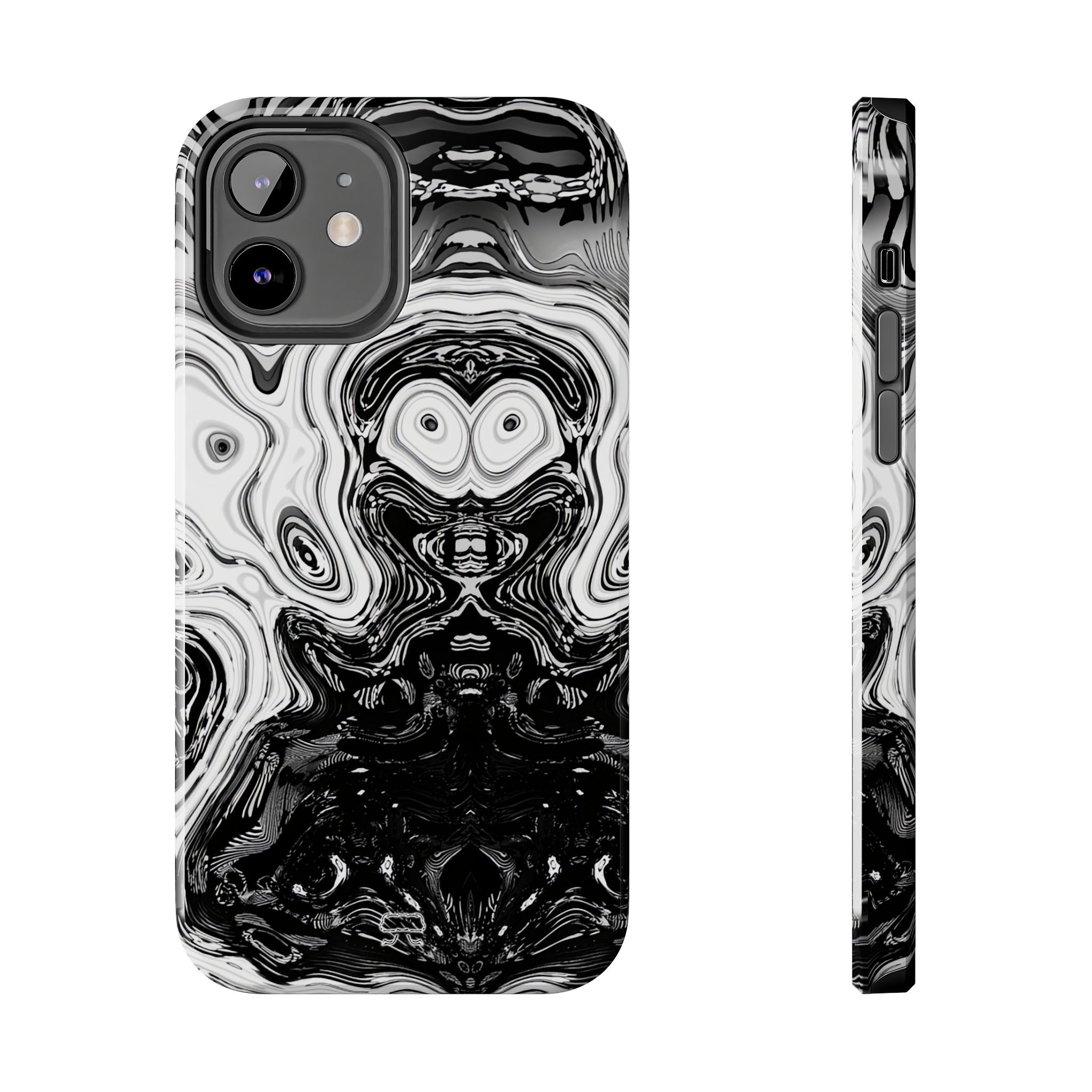 iPhones 11 thru 16 Durable Shockproof Case - Spirit Black and White