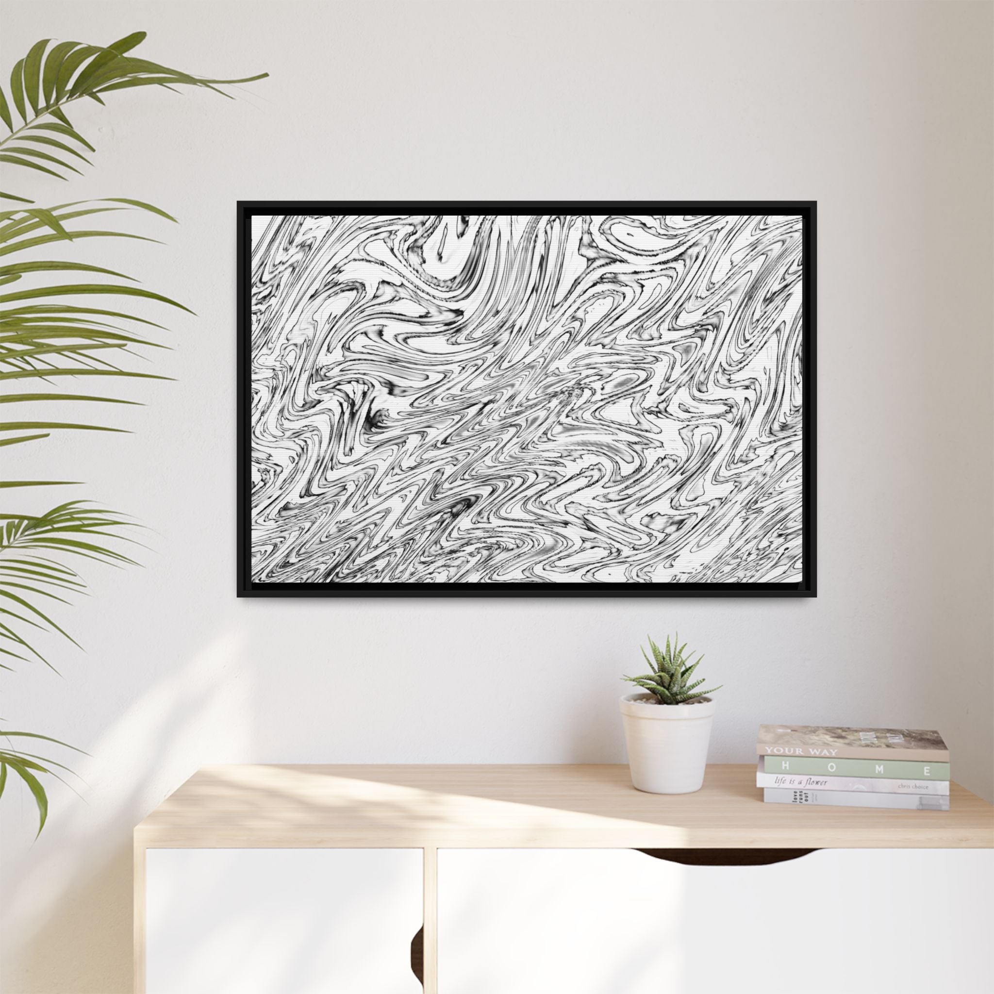 Framed Canvas Art — "Hoops BW"