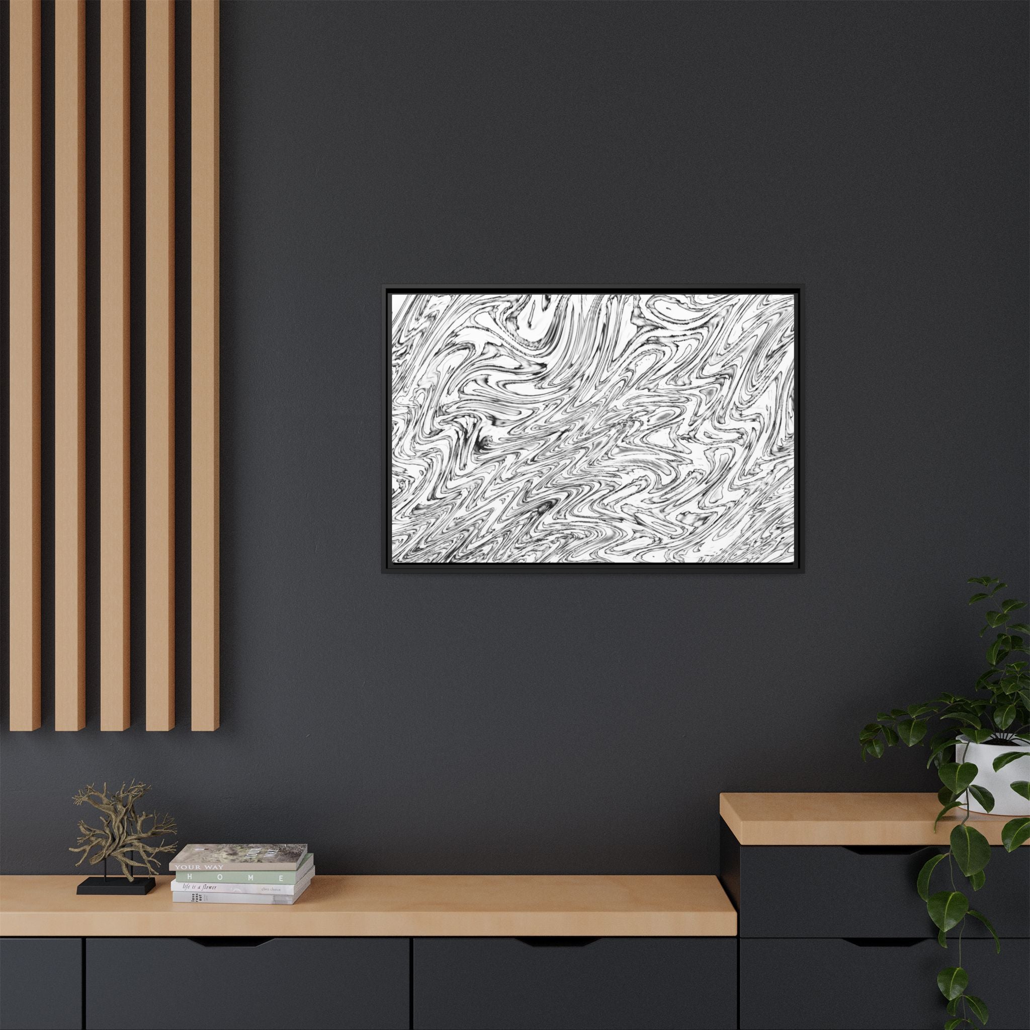 Framed Canvas Art — "Hoops BW"