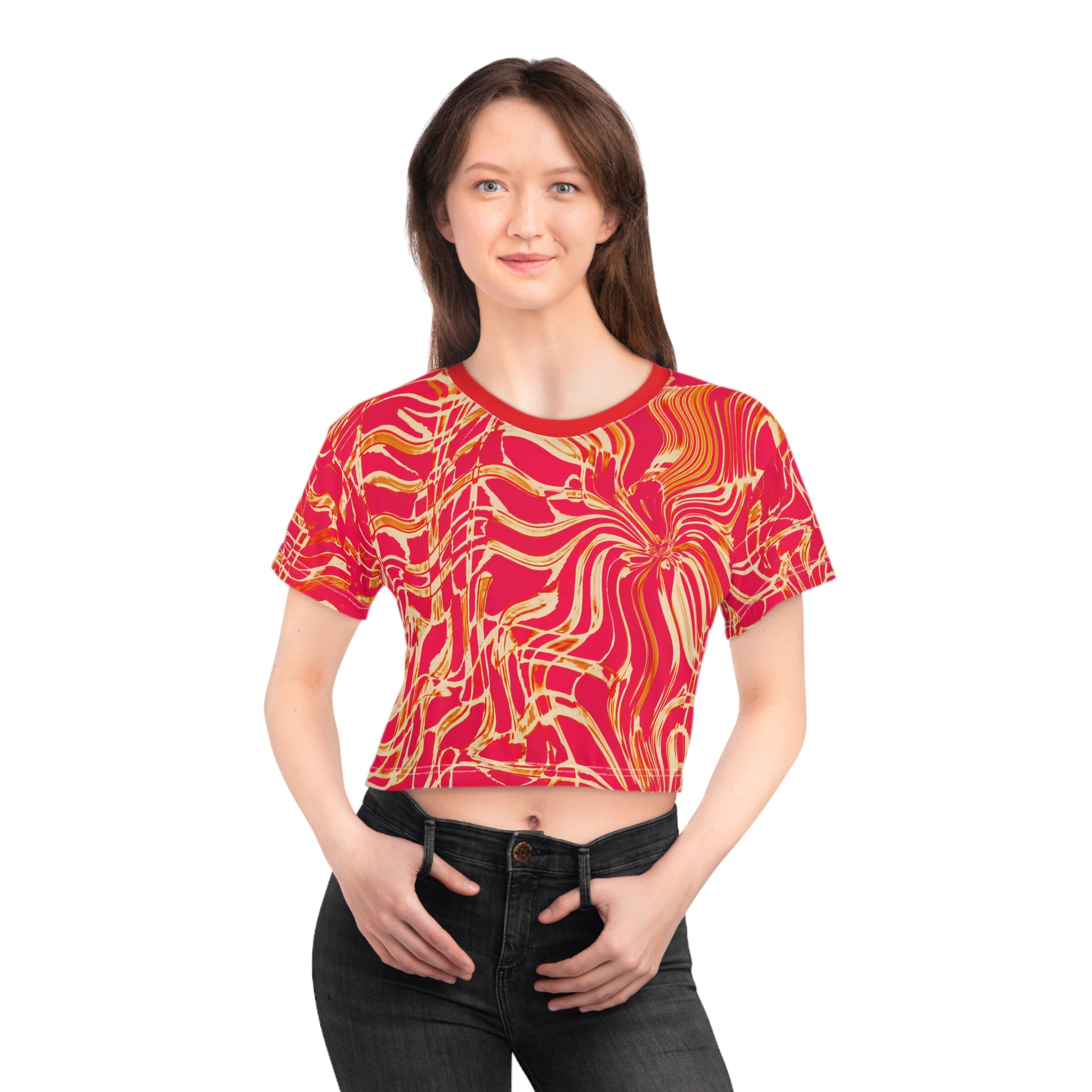 Crop Tee "Fiesta Flame" (AOP)