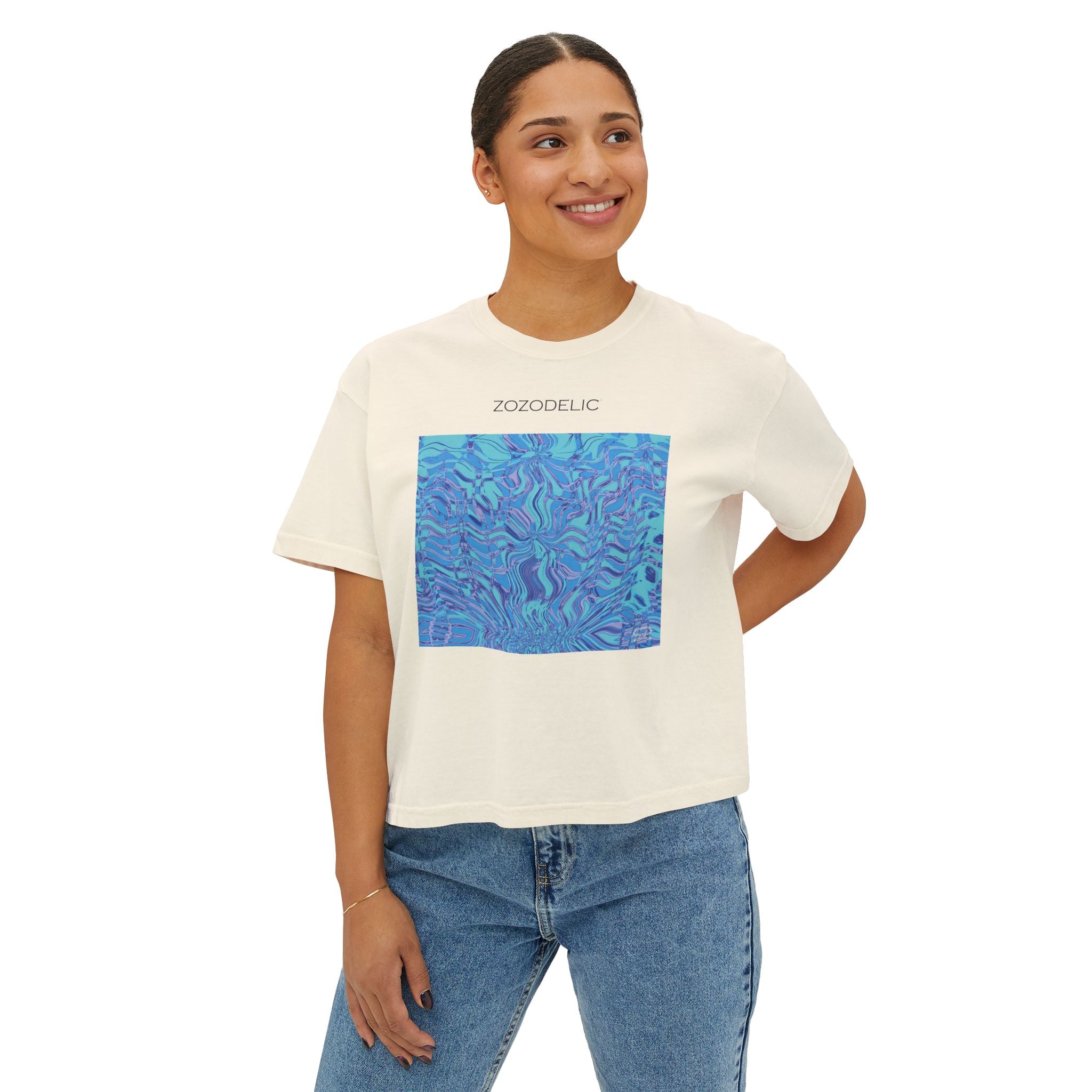 Woman's Box T-Shirt - Fiesta Blu