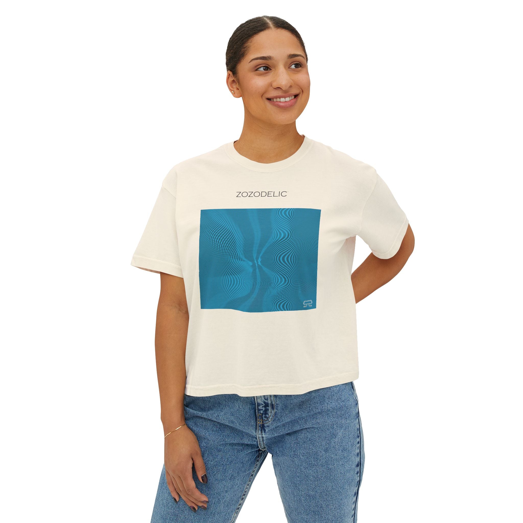 Woman's Box T-Shirt - Sun Spots Blu