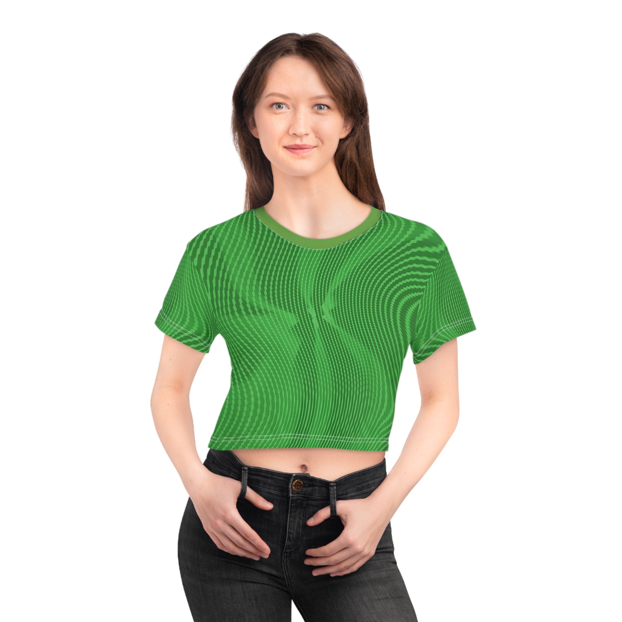 Crop Tee "Sun Spots Green" (AOP)