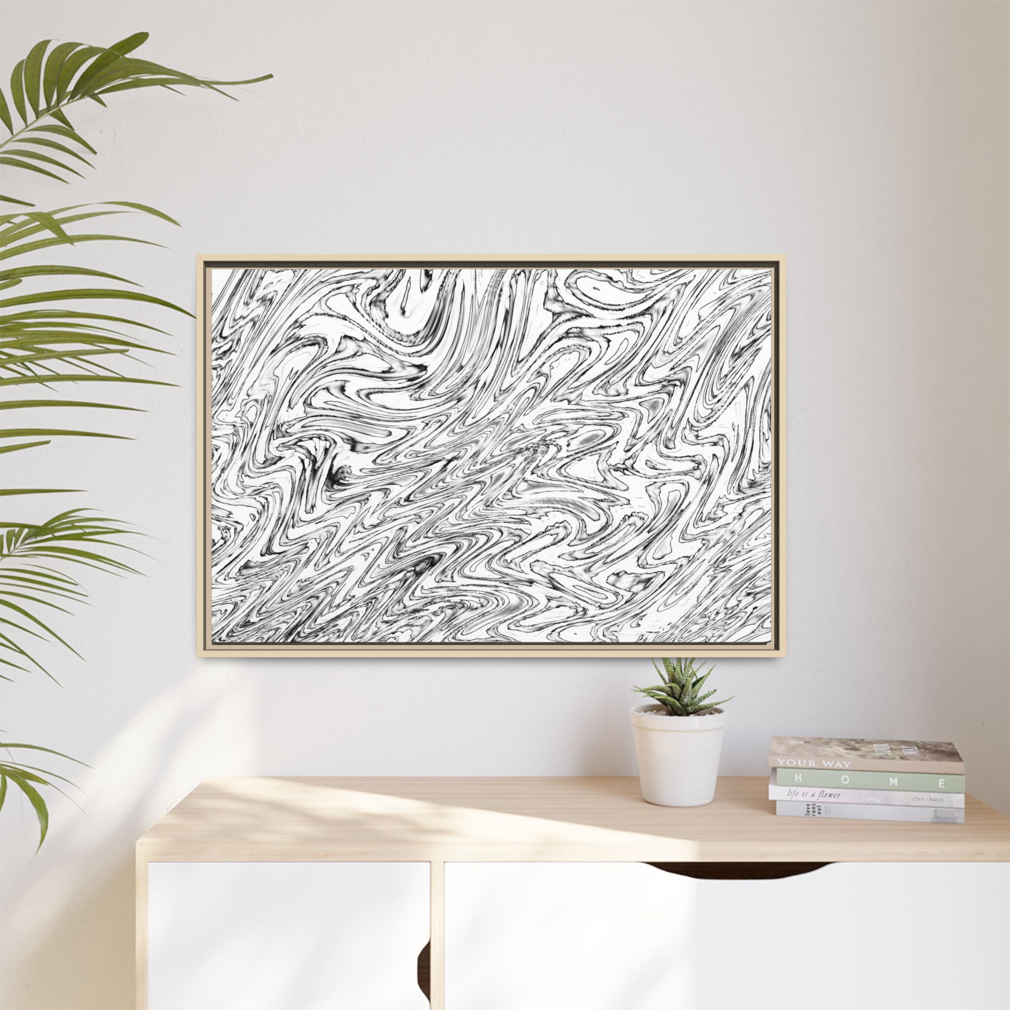 Framed Canvas Art — "Hoops BW"