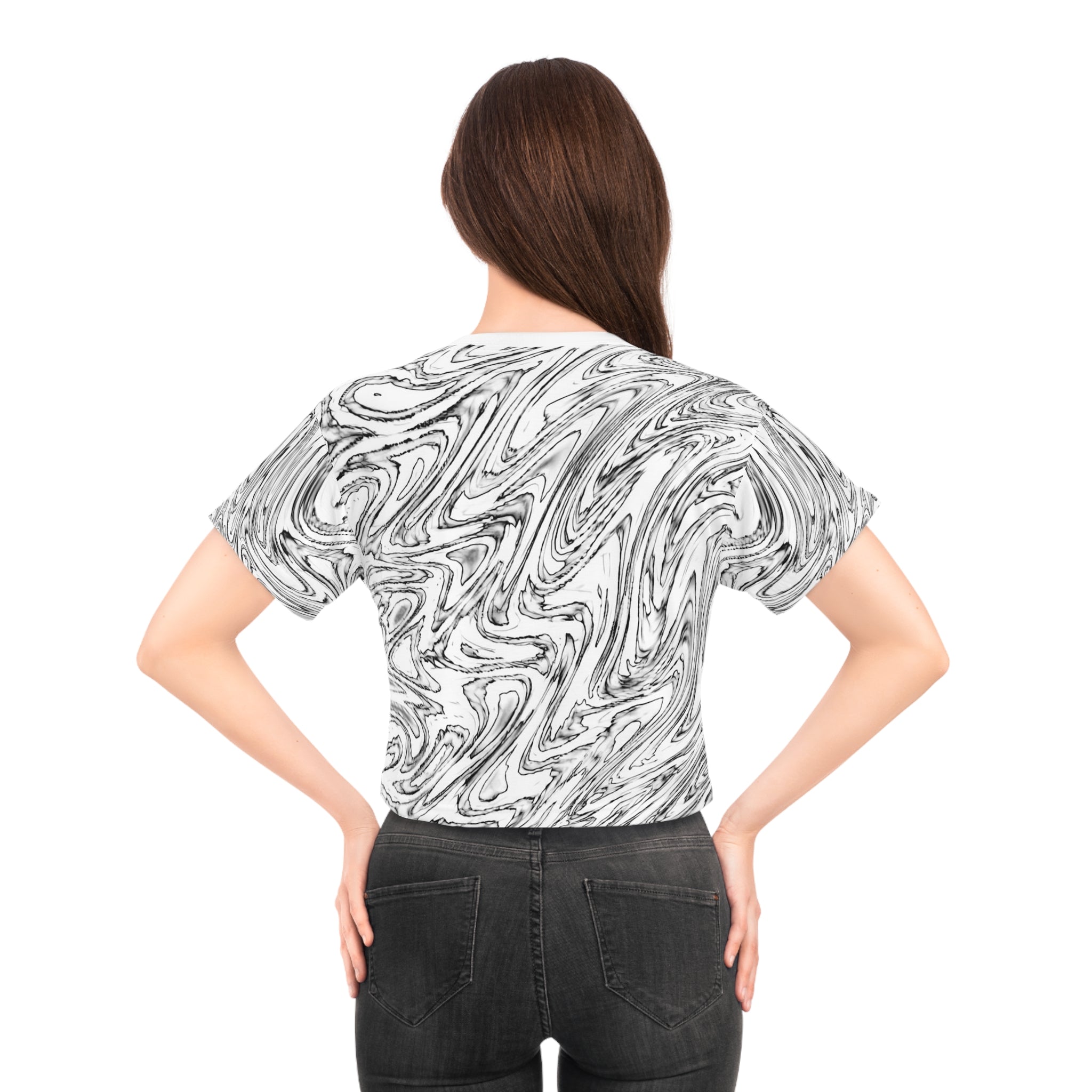 Crop Tee "Hoops BW" (AOP)