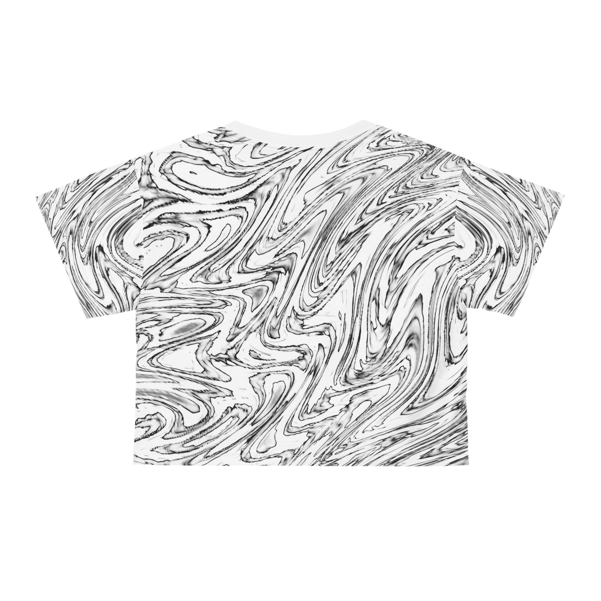 Crop Tee "Hoops BW" (AOP)