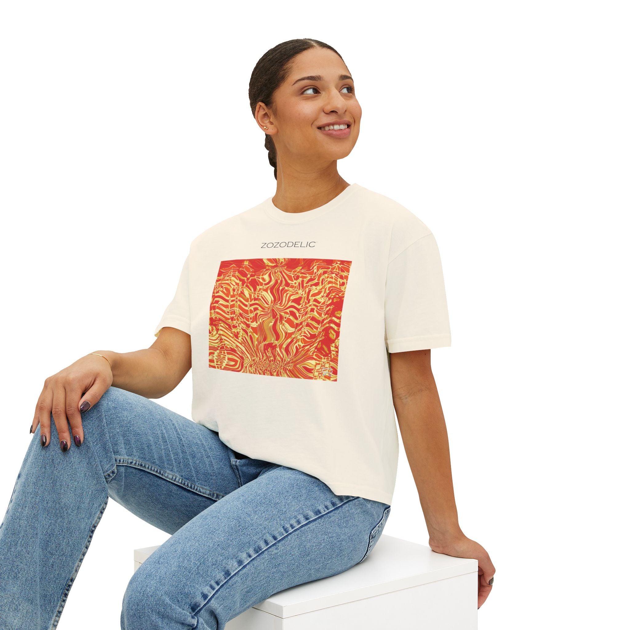 Woman's Box T-Shirt - Fiesta Fire