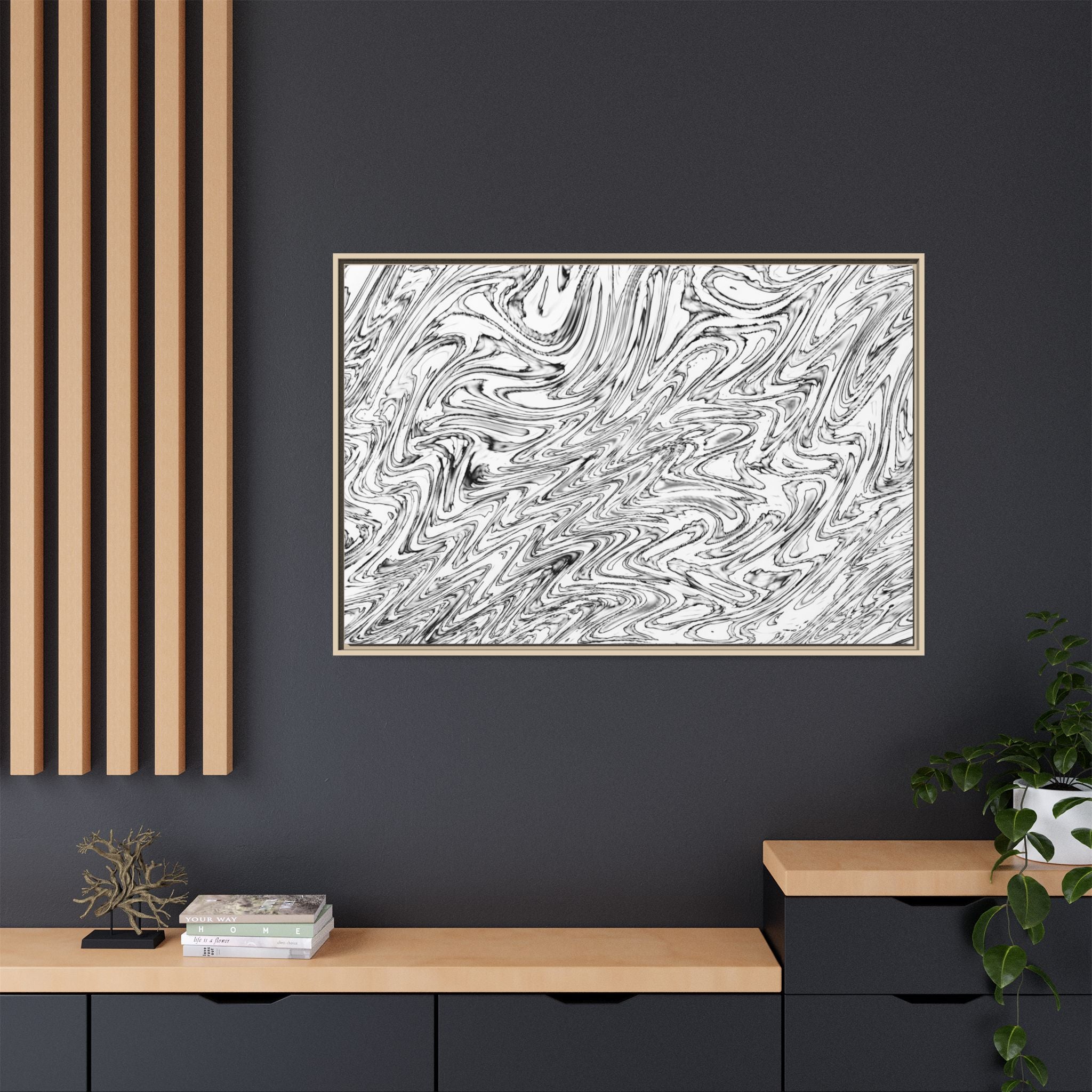 Framed Canvas Art — "Hoops BW"