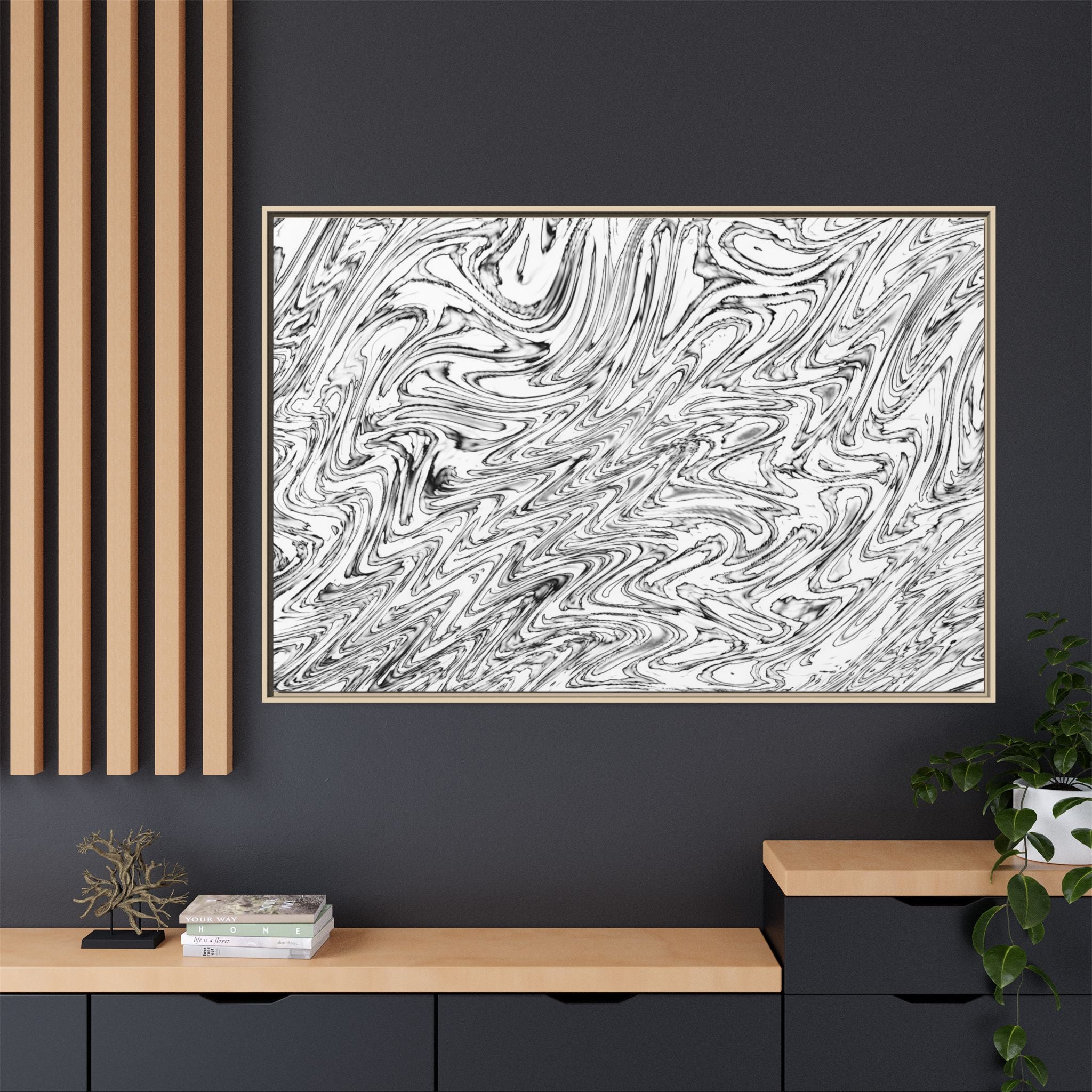 Framed Canvas Art — "Hoops BW"