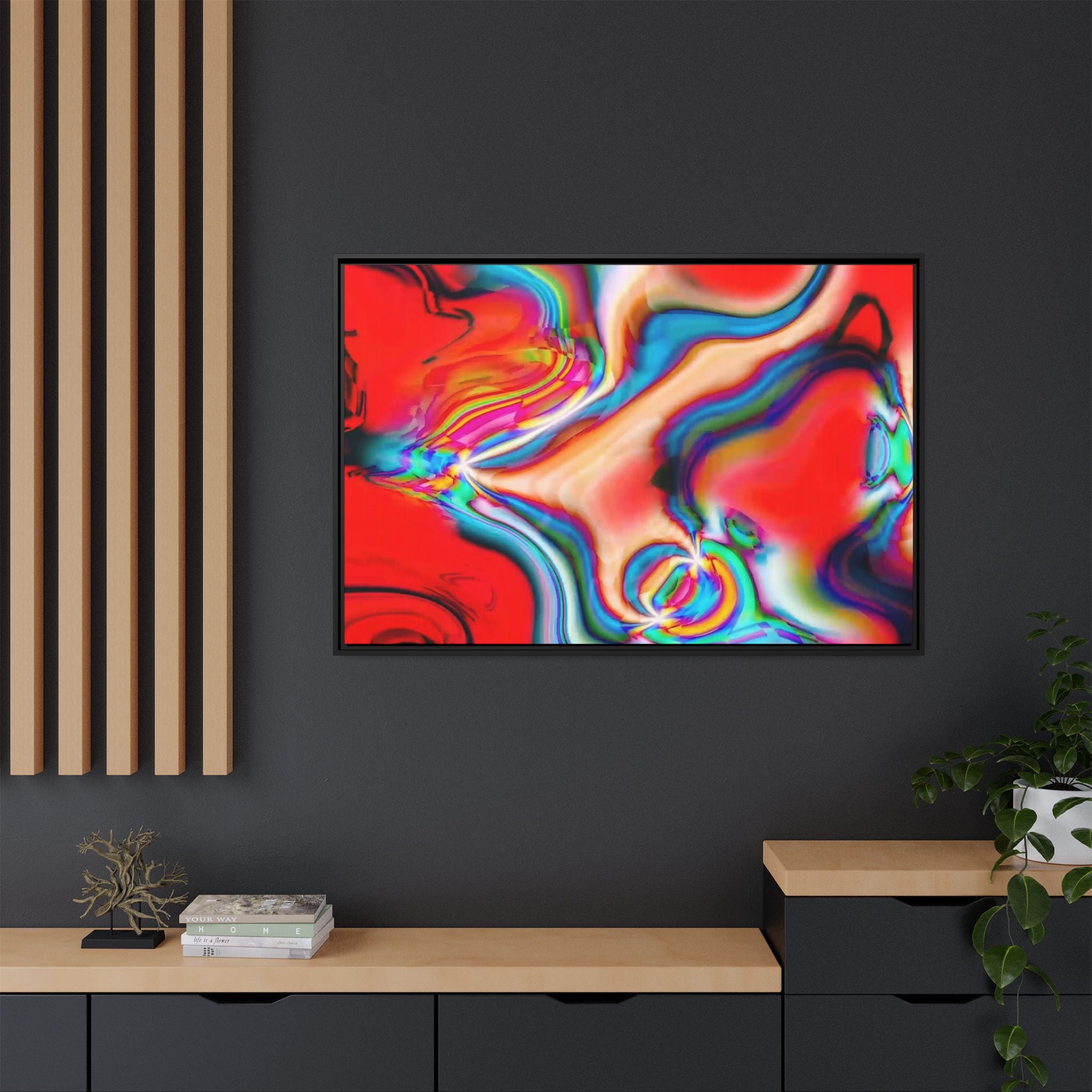 Framed Canvas Art — "Gun Runners Red"