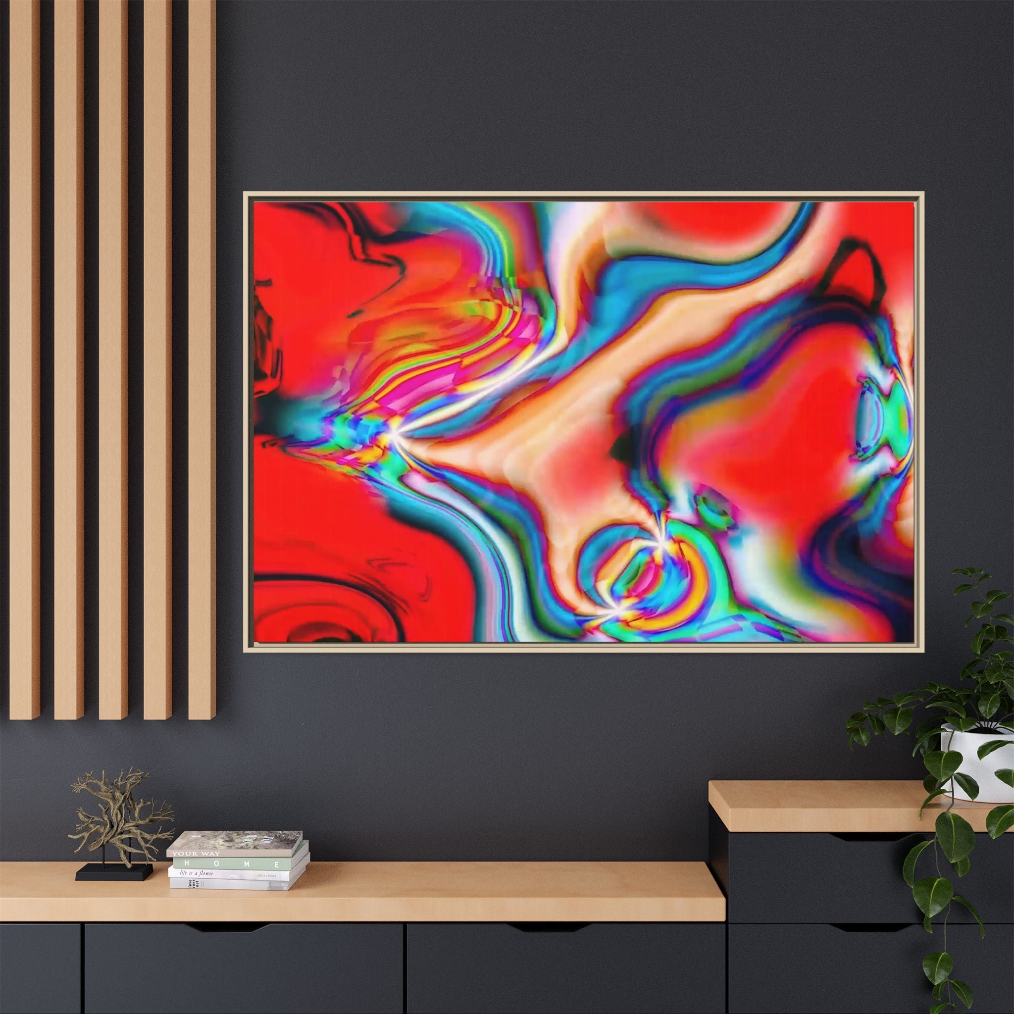 Framed Canvas Art — "Gun Runners Red"
