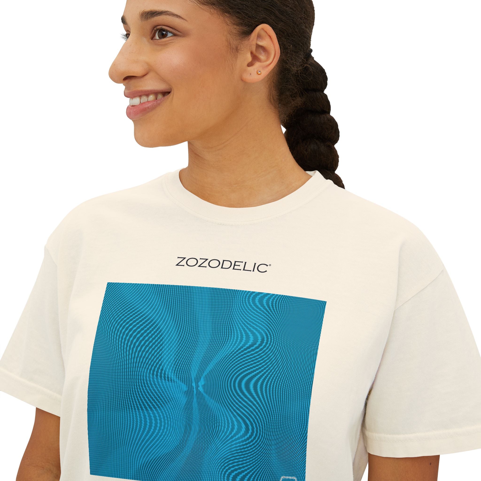 Woman's Box T-Shirt - Sun Spots Blu