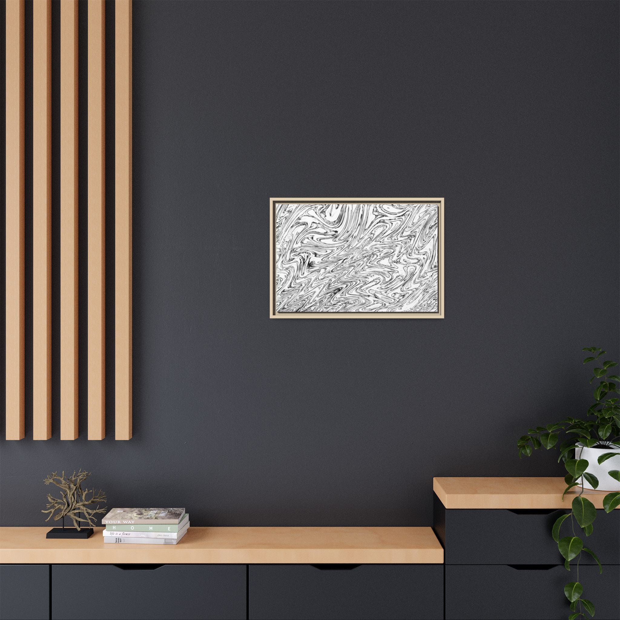 Framed Canvas Art — "Hoops BW"