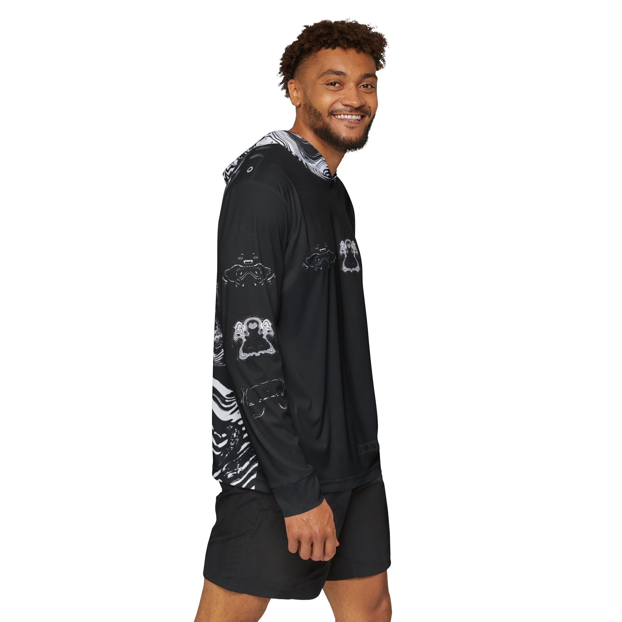 Men's Athletic Hoodie - Spirit Black and White (AOP)