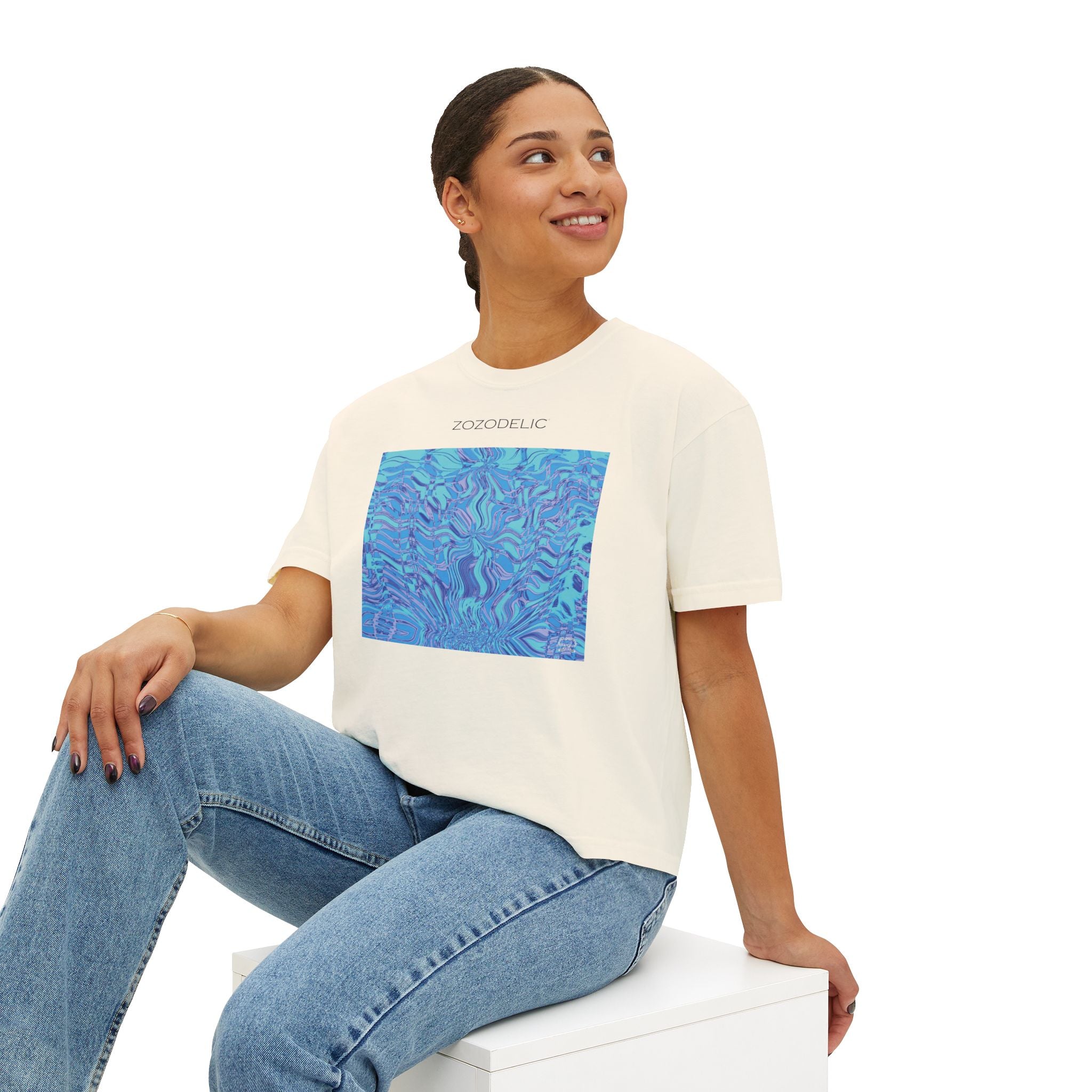 Woman's Box T-Shirt - Fiesta Blu
