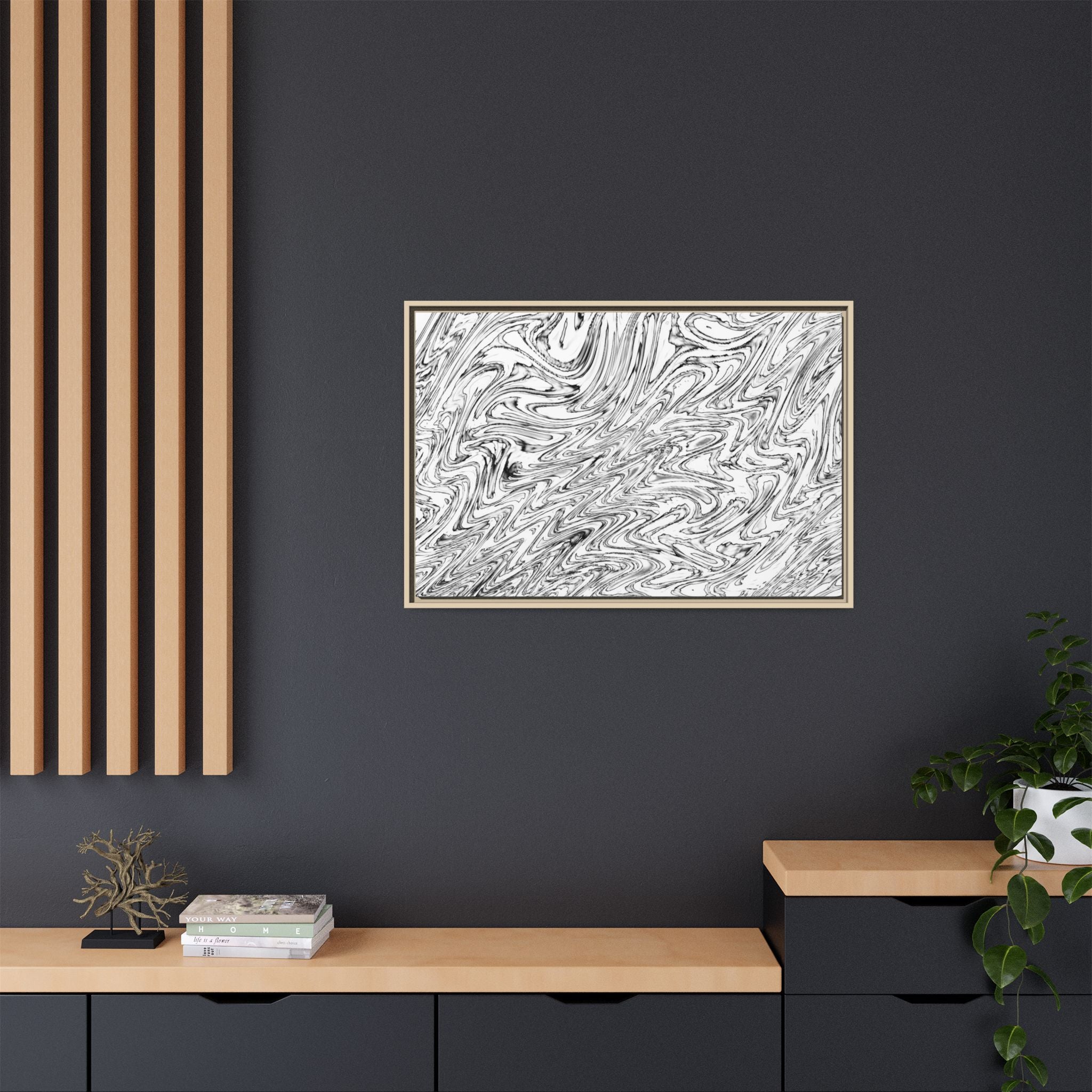 Framed Canvas Art — "Hoops BW"